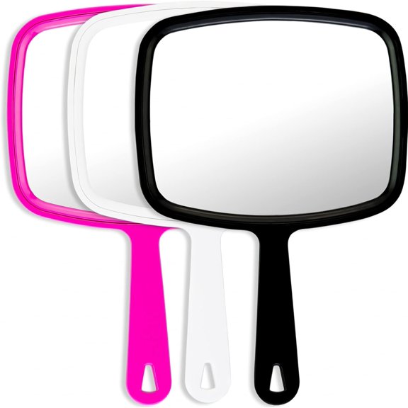 Large Hand Mirror, Multi-Purpose Mirror with Hole in Handle Ideal for Travel, Makeup, Desk, , and Shaving, Random Color 5.5" W x 6.6" L