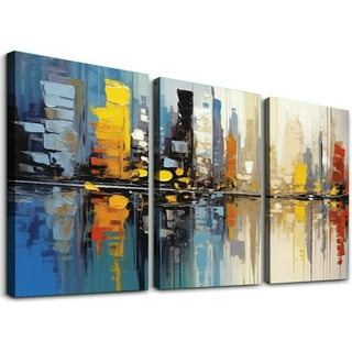 1 PCS Hand-Painted 3D Oil Paintings Modern Canvas Large Wall Art Abstract  Contemporary Artwork Night Rainy Street Living Room 