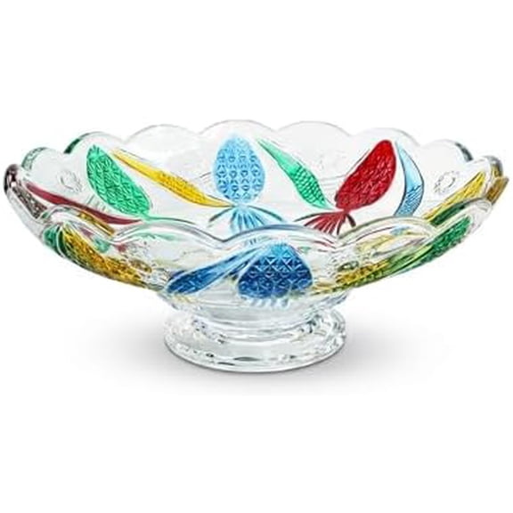 Large Hand Painted Colorful Pineapple shaped Crystal Glass Fruit Bowl,Oval Footed Decorative Bowl -11 inch$$Home Decor, Kitchen, & Other