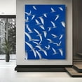 thumbnail image 1 of Large Canvas Painting Modern Abstract Blue White & Navy Painting on Canvas - White Birds on Deep Blue Flying Doves Wall Art, Wooden Framed Large-Scale Foyer/Living Room/, 1 of 7
