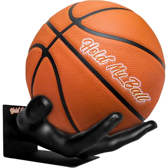 Hold My Ball Basketball Holders – Black Large Hand Wall Mount Displays for Ball Storage & Memorabilia - Ball Storage rack for Basketball, Soccer or Volleyballs
