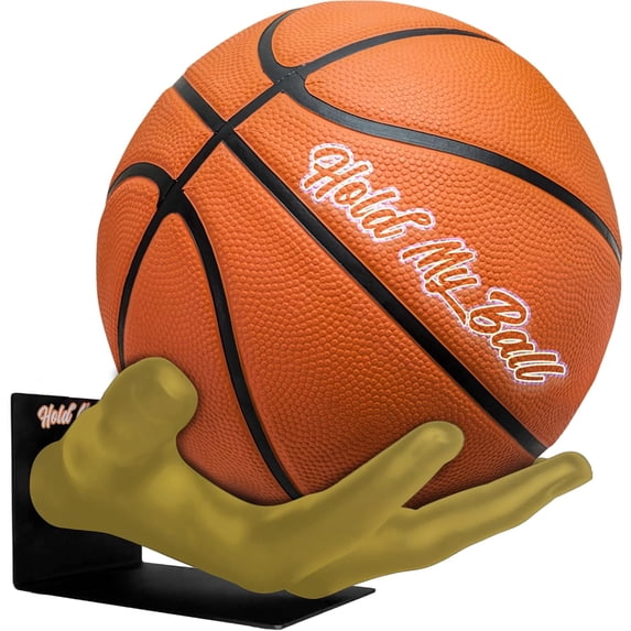 Hold My Ball Basketball Holders – Gold Large Hand Wall Mount Displays for Ball Storage & Memorabilia - Ball Storage rack for Basketball, Soccer or Volleyballs