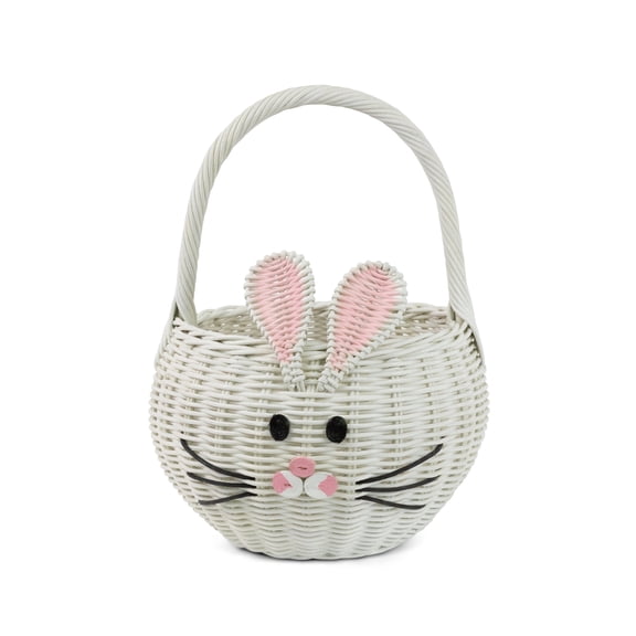 Large Hand Woven Bunny Rattan Wedding Flower Girl Basket Bin Home Decor Cute Handmade Handcrafted Nursery Gift Storage Easter Wicker Rabbit