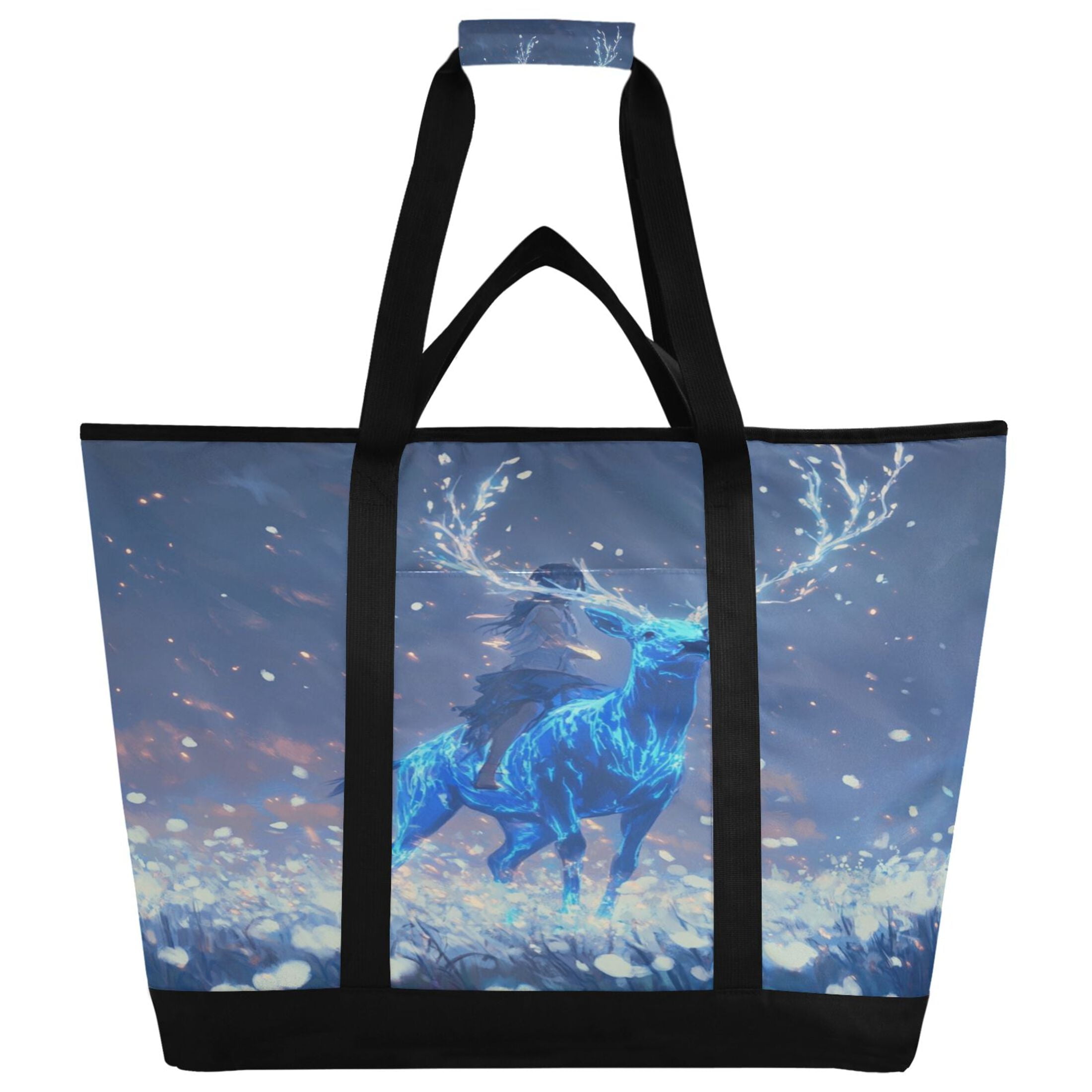 Large Hand-held Ice Pack Picnic Bag Insulation and Refrigeration Suitable for Shopping Picnics and Camping Beautiful Blue Elk