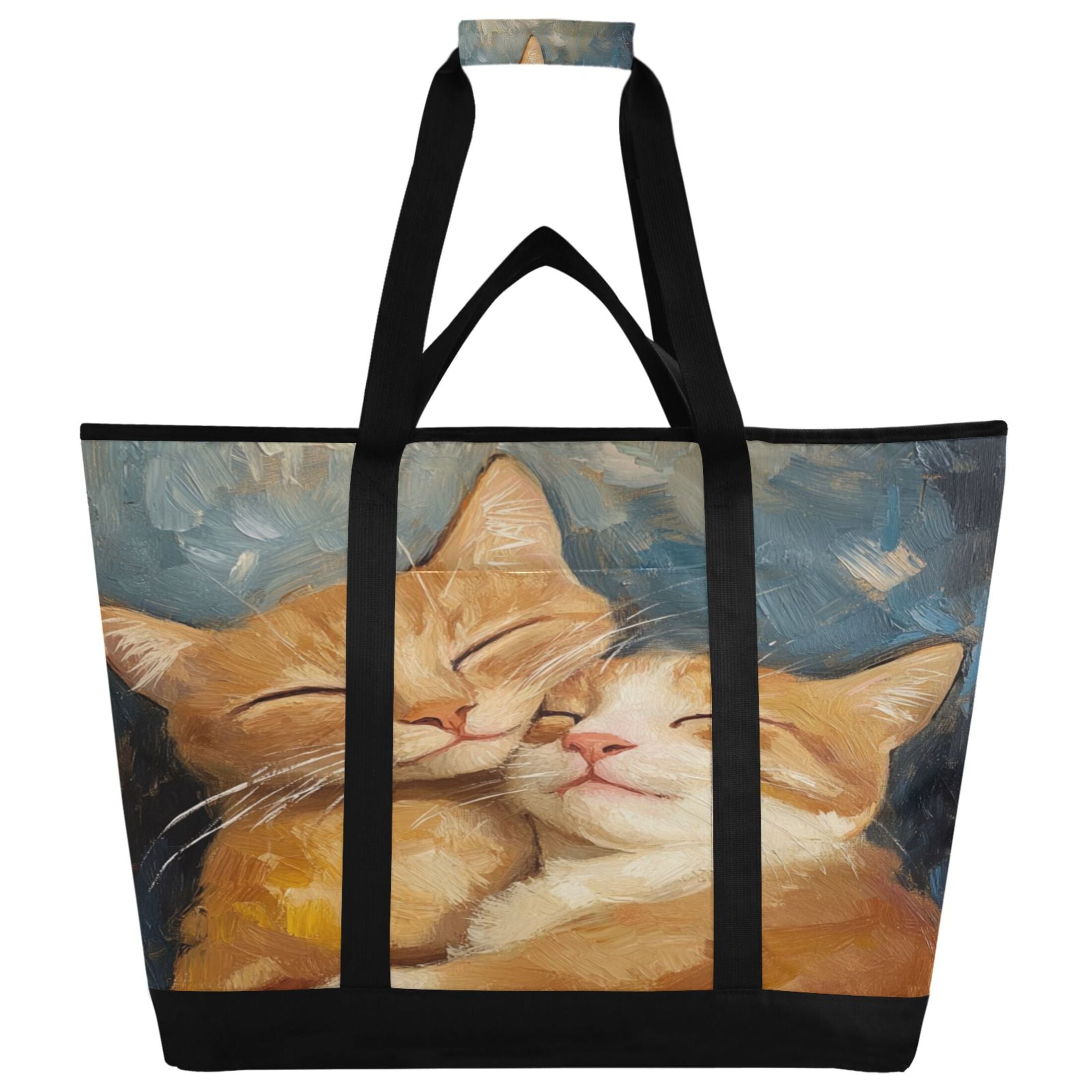 Large Hand-held Ice Pack Picnic Bag Insulation and Refrigeration Suitable for Shopping Picnics and Camping Beautiful Couple Cats