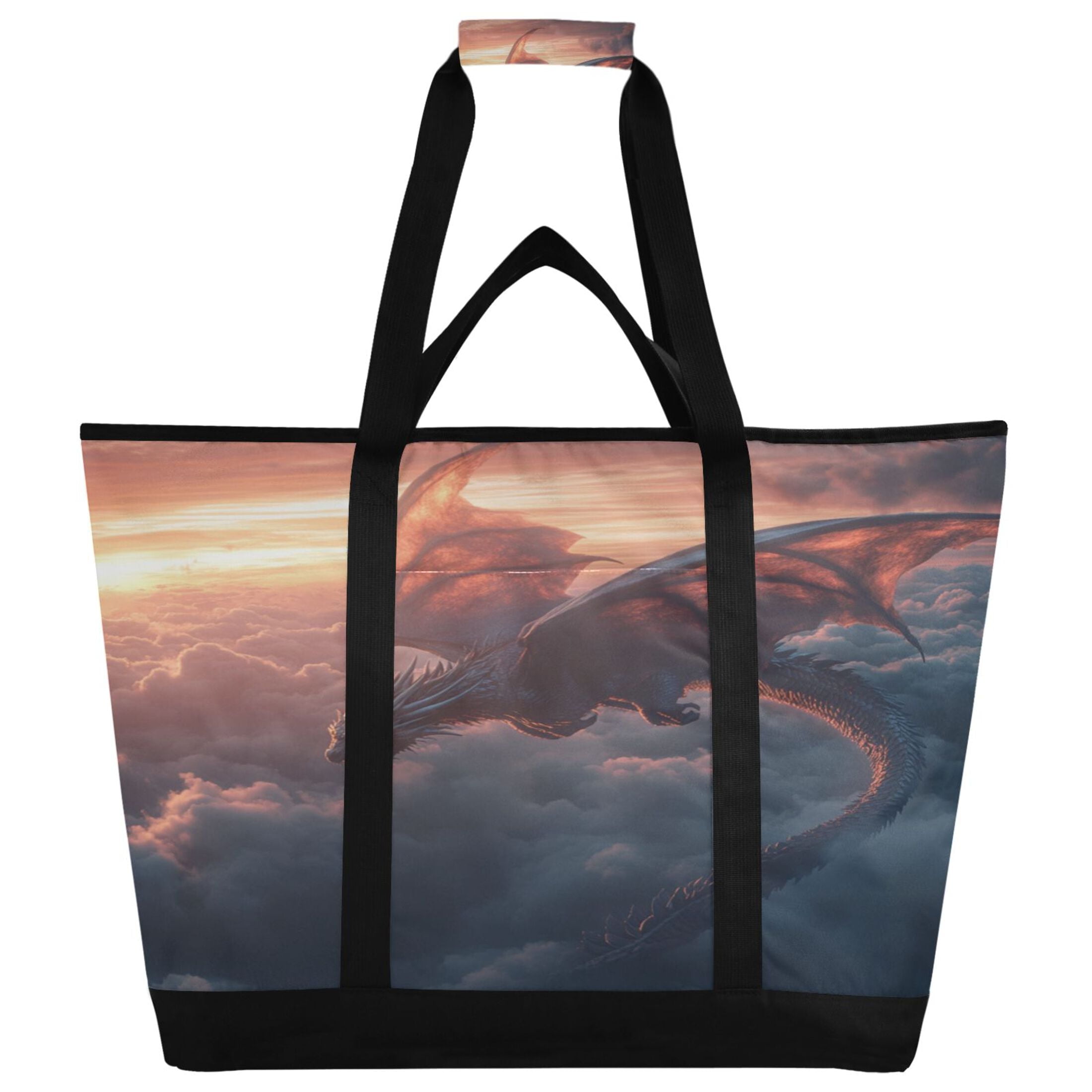 Large Hand-held Ice Pack Picnic Bag Insulation and Refrigeration Suitable for Shopping Picnics and Camping Beautiful Flying Dragon