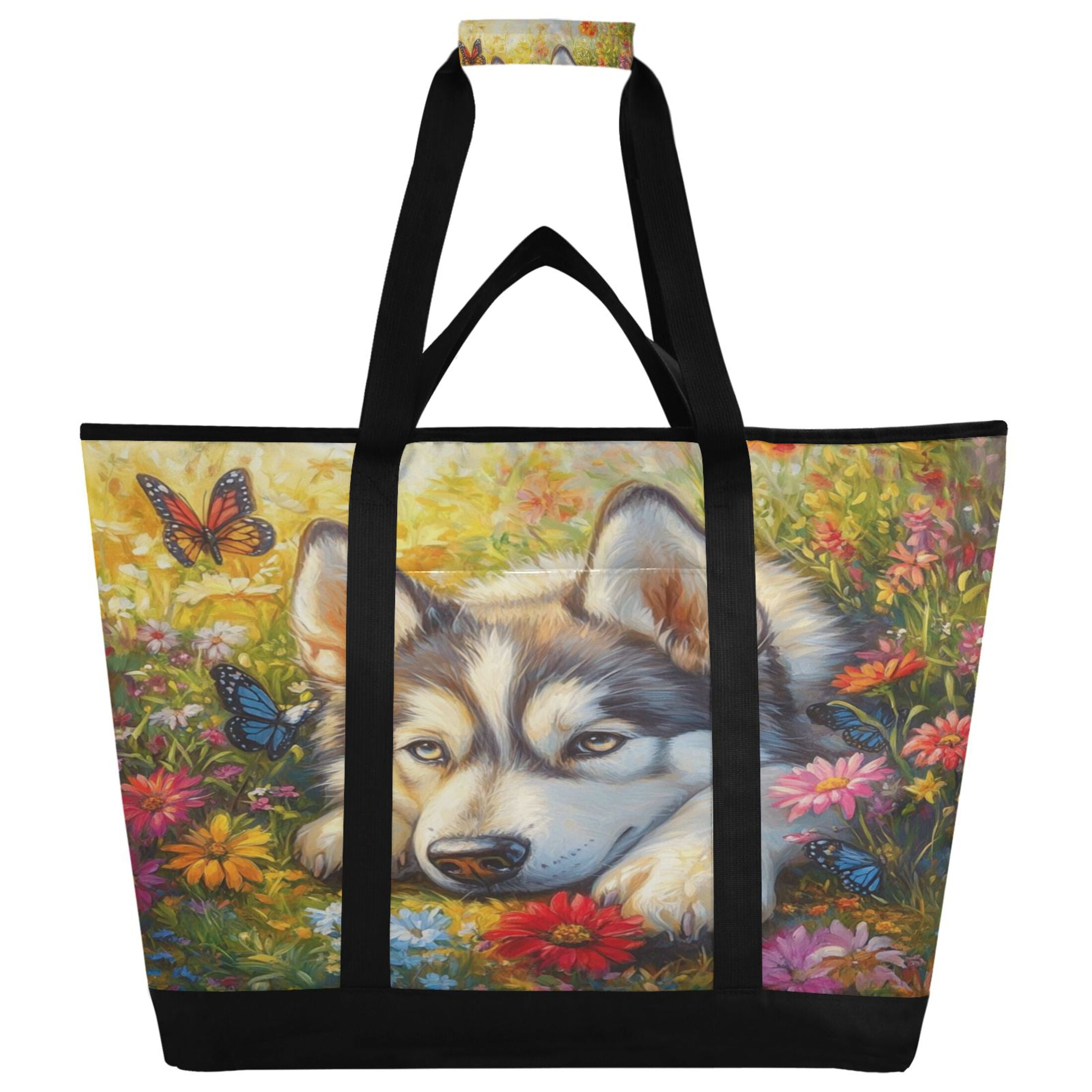 Large Hand-held Ice Pack Picnic Bag Insulation and Refrigeration Suitable for Shopping Picnics and Camping Beautiful Garden Husky