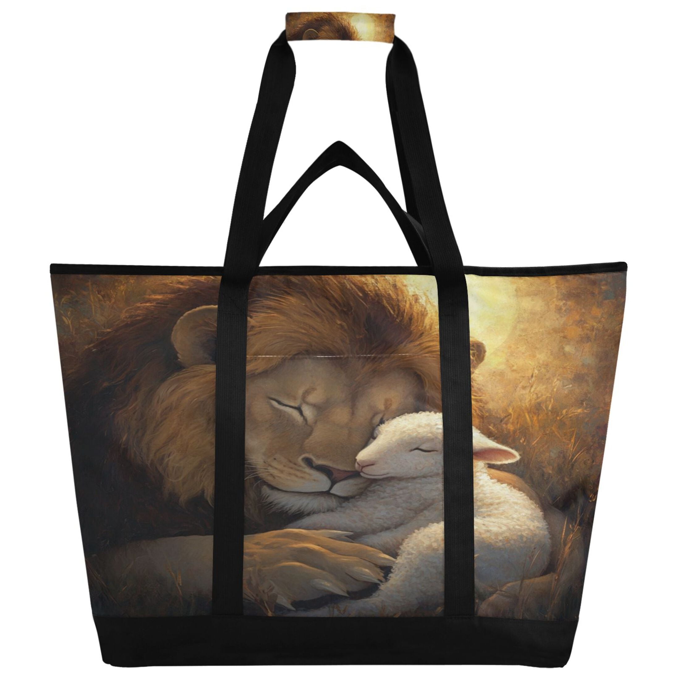 Large Hand-held Ice Pack Picnic Bag Insulation and Refrigeration Suitable for Shopping Picnics and Camping Beautiful Lion Sheep