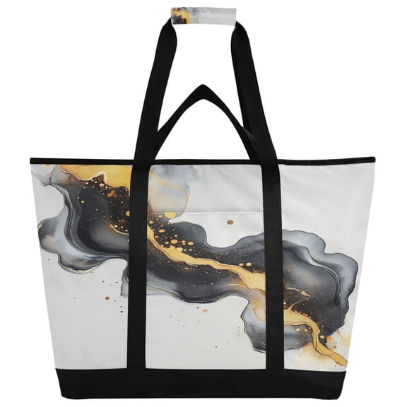 Large Hand-held Ice Pack Picnic Bag Insulation and Refrigeration Suitable for Shopping Picnics and Camping Beautiful Marble Pattern