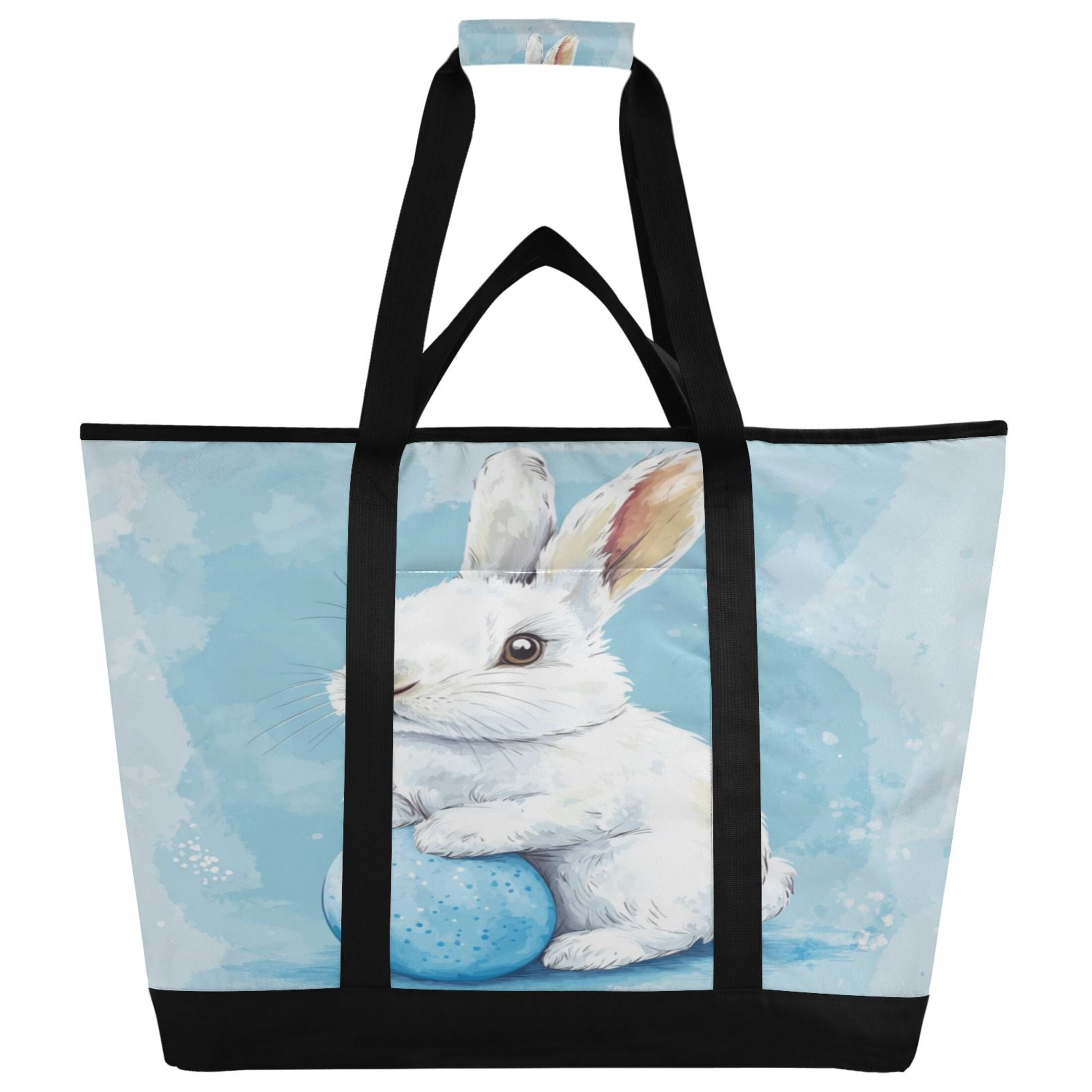 Large Hand-held Ice Pack Picnic Bag Insulation and Refrigeration Suitable for Shopping Picnics and Camping Blue Easter Bunny