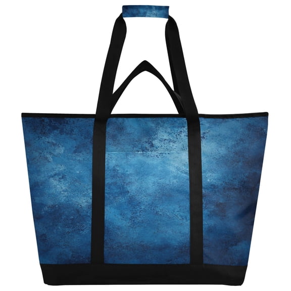 Large Hand-held Ice Pack Picnic Bag Insulation and Refrigeration Suitable for Shopping Picnics and Camping Blue Pattern