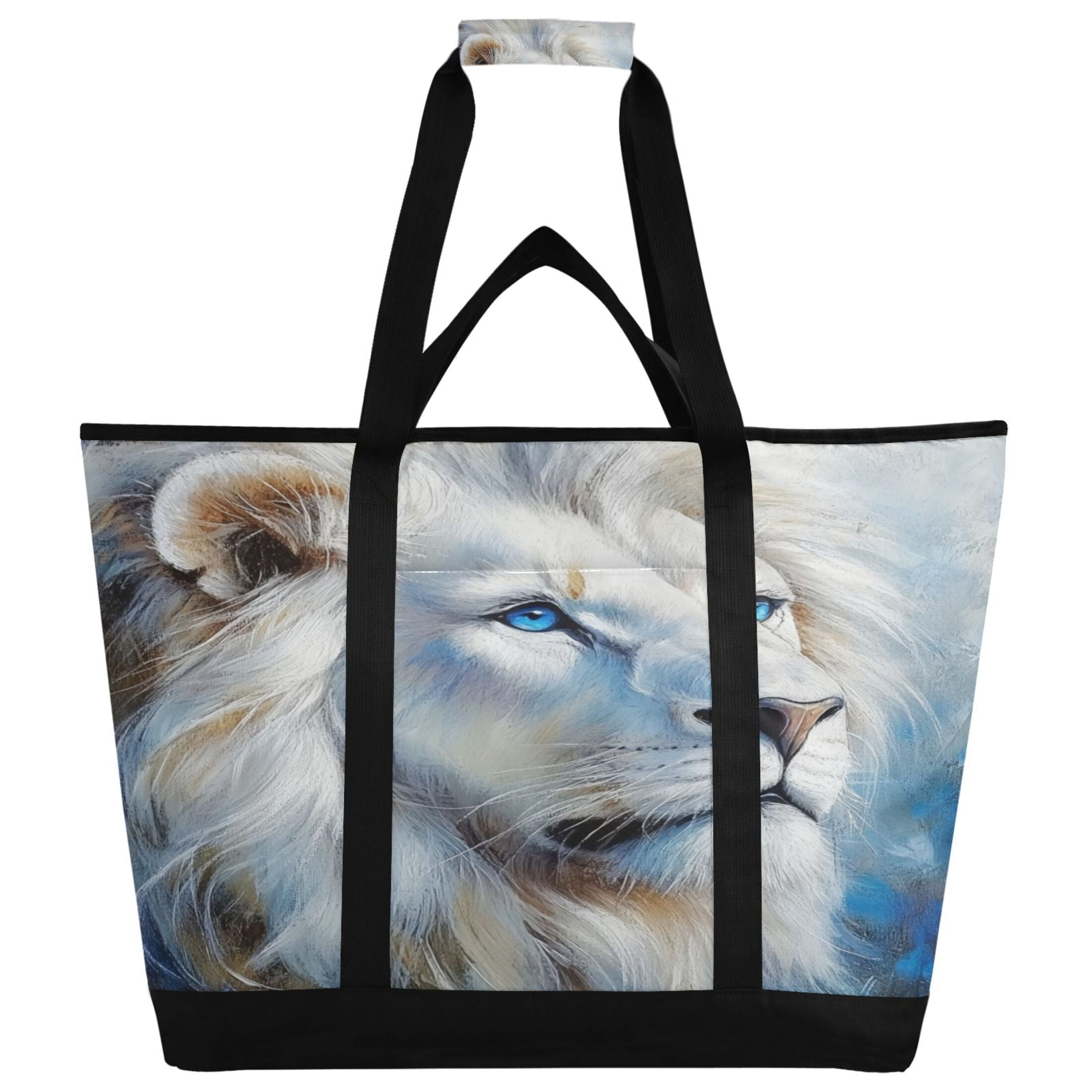 Large Hand-held Ice Pack Picnic Bag Insulation and Refrigeration Suitable for Shopping Picnics and Camping Blue-eyed Lion