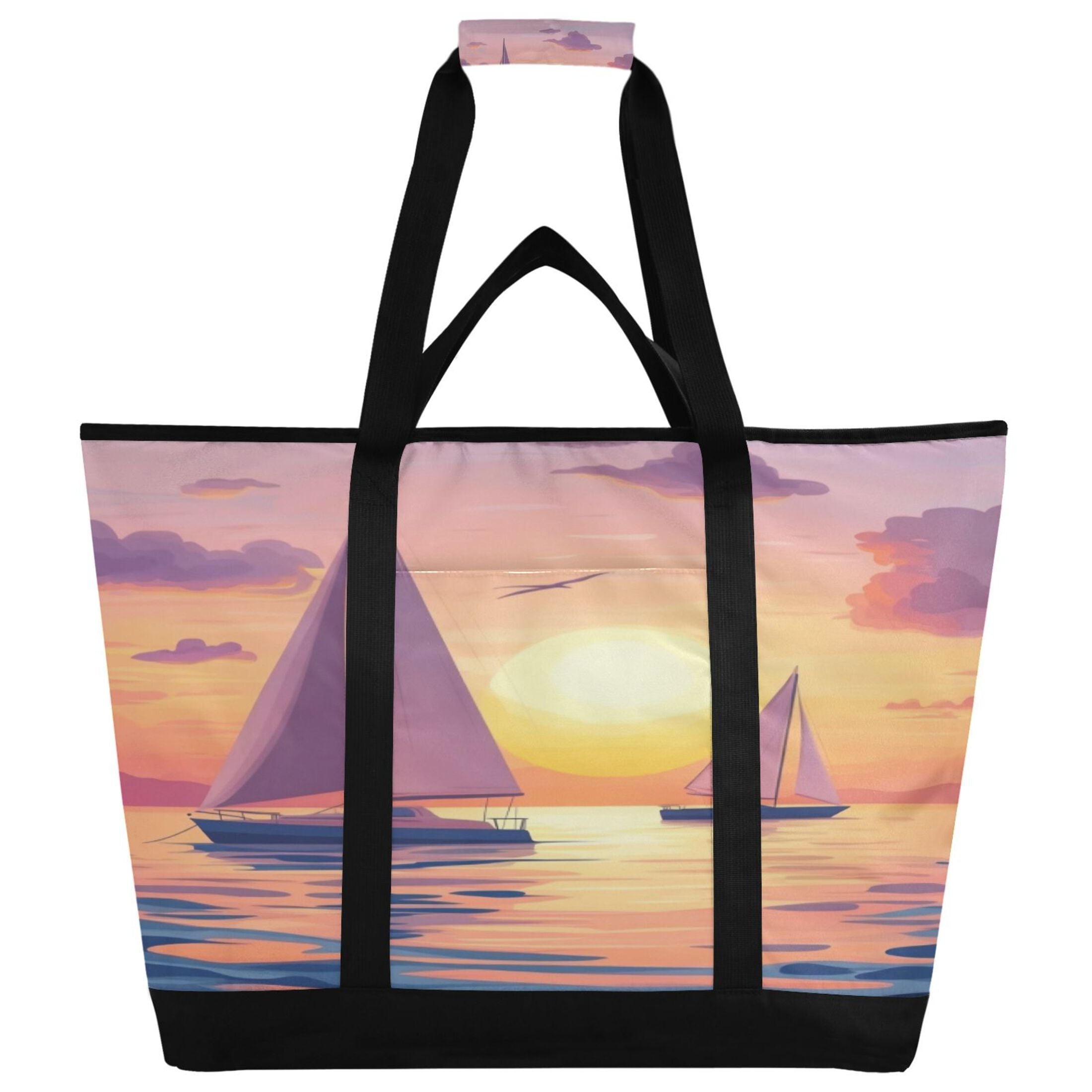 Large Hand-held Ice Pack Picnic Bag Insulation and Refrigeration Suitable for Shopping Picnics and Camping Boat Sunset