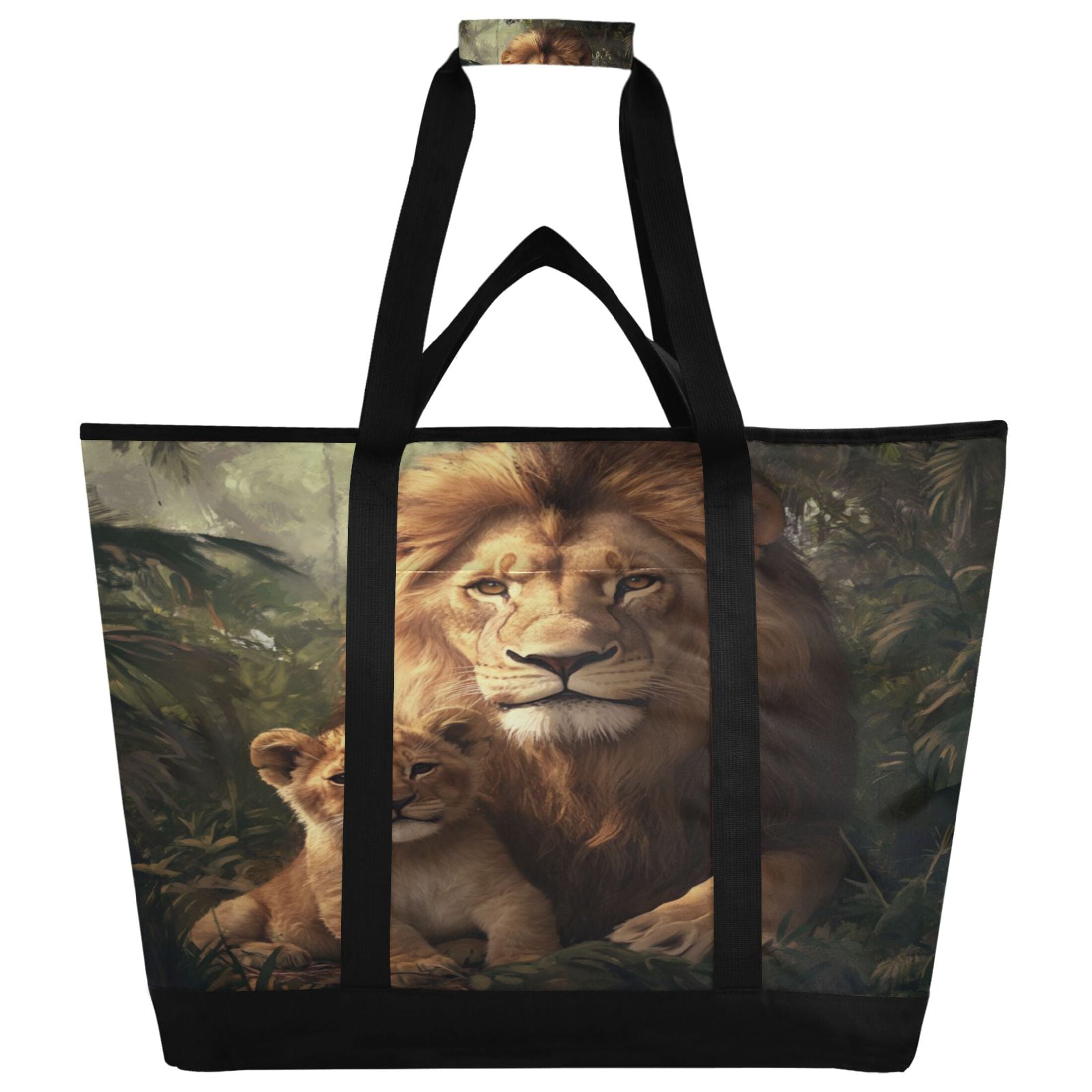Large Hand-held Ice Pack Picnic Bag Insulation and Refrigeration Suitable for Shopping Picnics and Camping Brown Lions