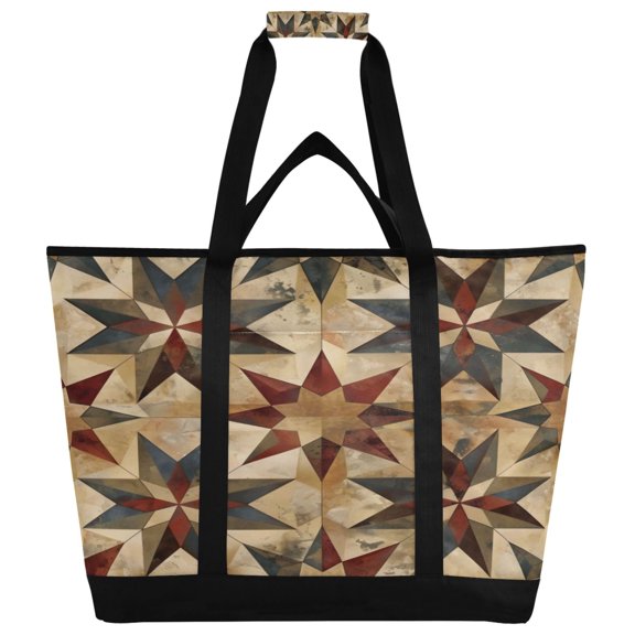 Large Hand-held Ice Pack Picnic Bag Insulation and Refrigeration Suitable for Shopping Picnics and Camping Brown Star