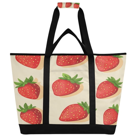 Large Hand-held Ice Pack Picnic Bag Insulation and Refrigeration Suitable for Shopping Picnics and Camping Cartoon Red Strawberry