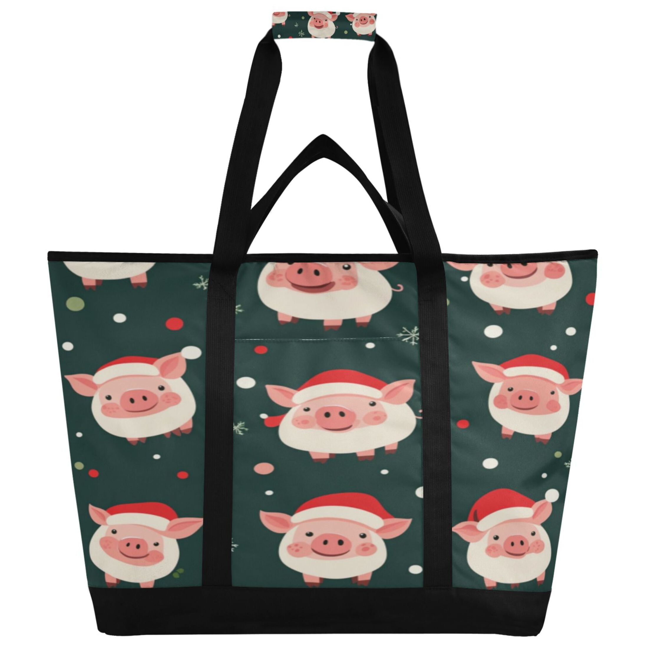 Large Hand-held Ice Pack Picnic Bag Insulation and Refrigeration Suitable for Shopping Picnics and Camping Christmas Cartoon Pig