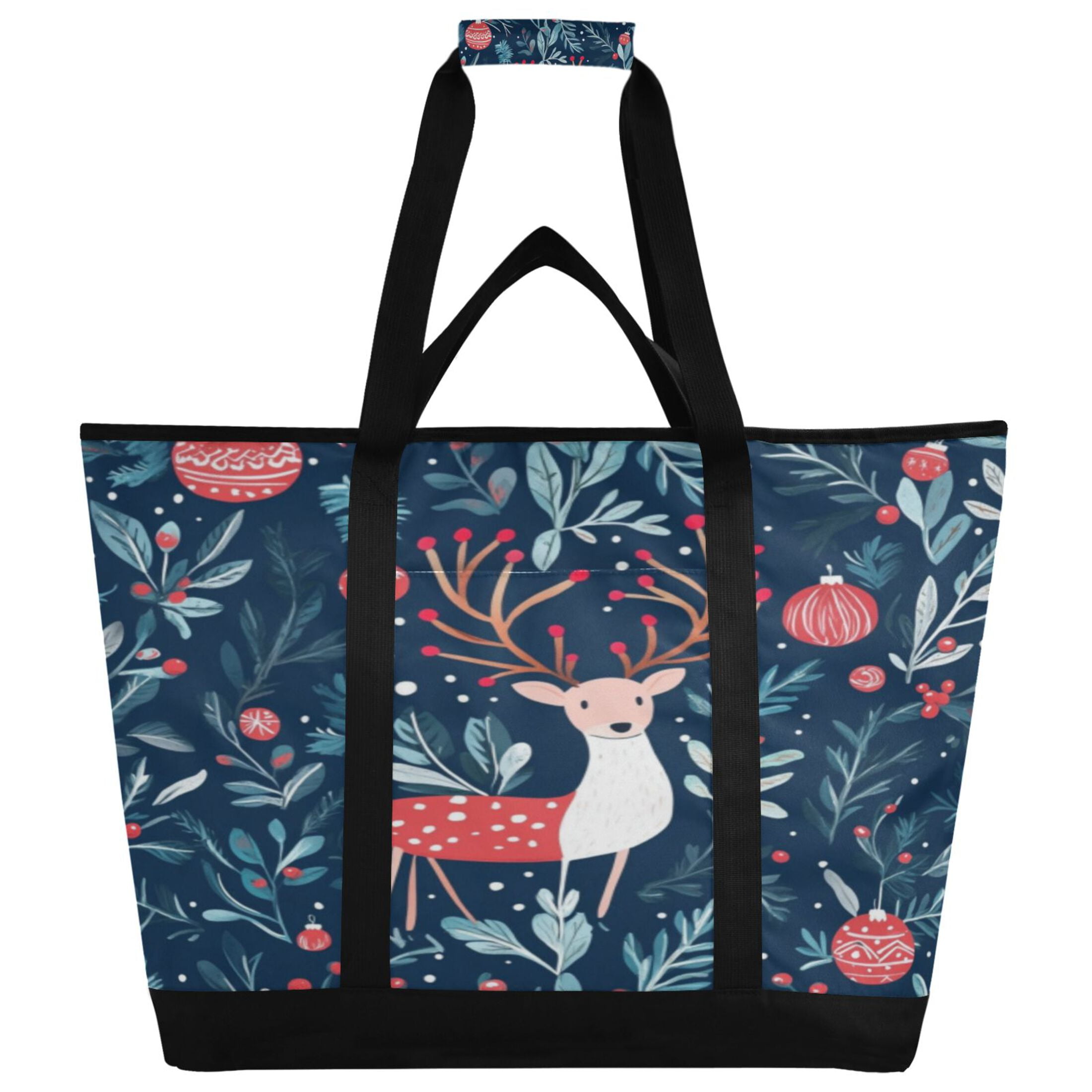 Large Hand-held Ice Pack Picnic Bag Insulation and Refrigeration Suitable for Shopping Picnics and Camping Christmas Deer Picture