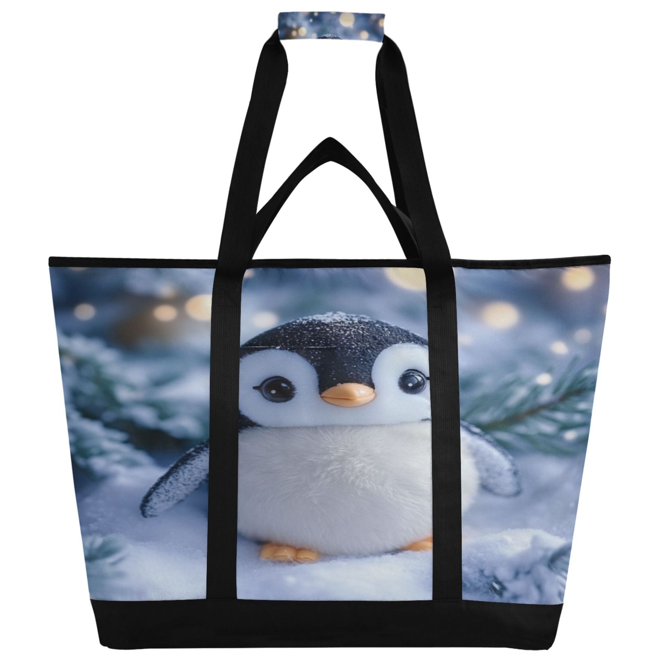 Large Hand-held Ice Pack Picnic Bag Insulation and Refrigeration Suitable for Shopping Picnics and Camping Christmas Penguin