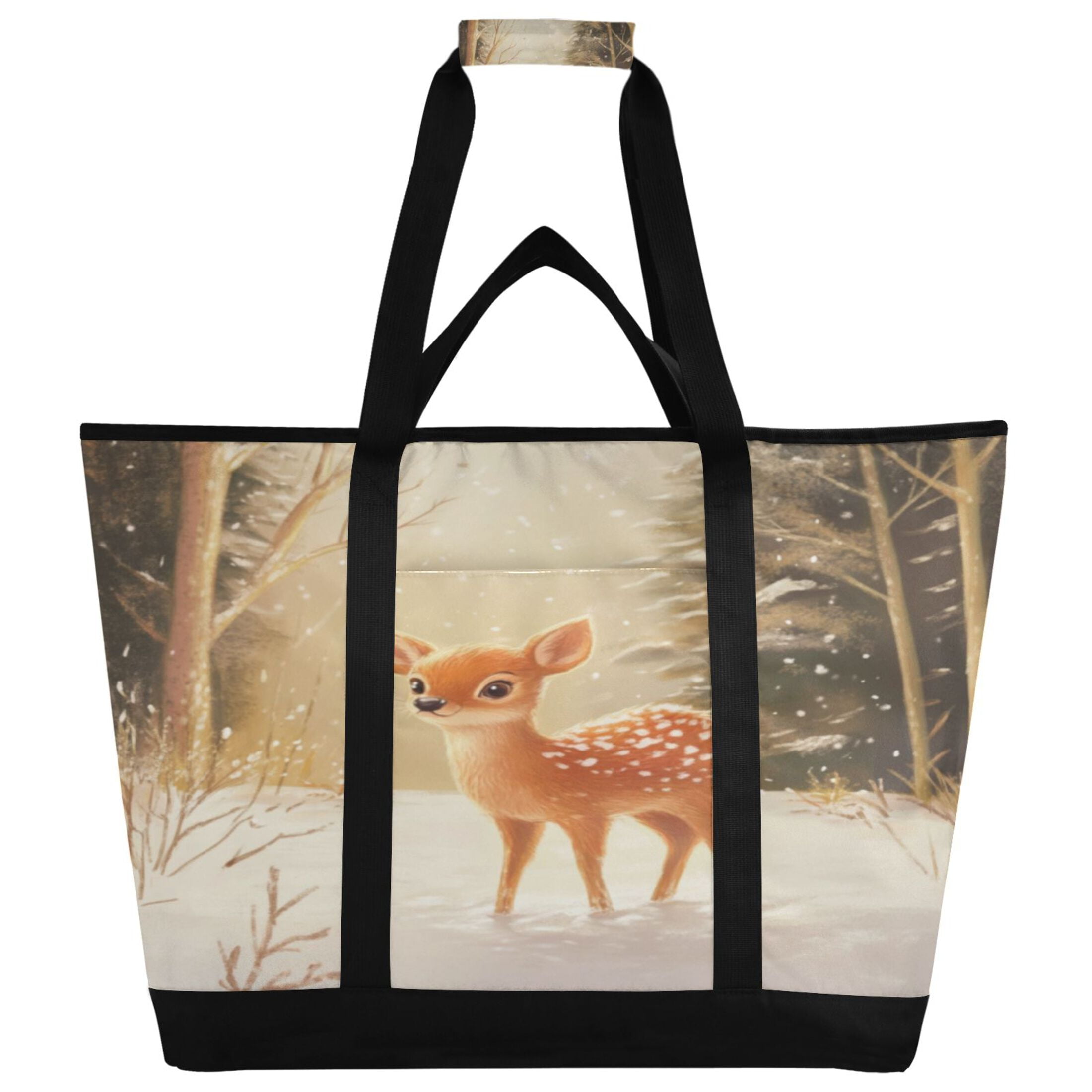 Large Hand-held Ice Pack Picnic Bag Insulation and Refrigeration Suitable for Shopping Picnics and Camping Christmas Snow Deer