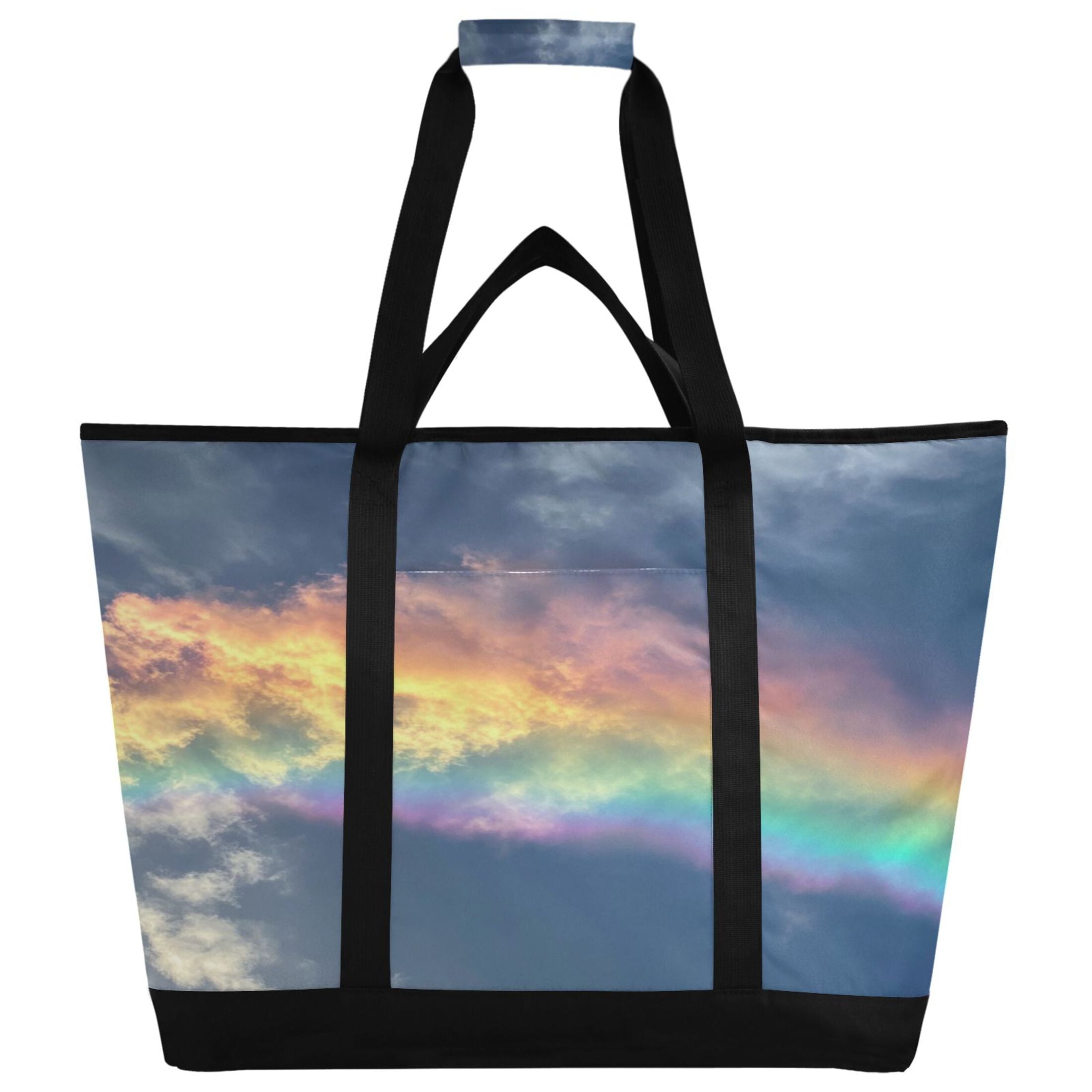 Large Hand-held Ice Pack Picnic Bag Insulation and Refrigeration Suitable for Shopping Picnics and Camping Colorful Rainbow