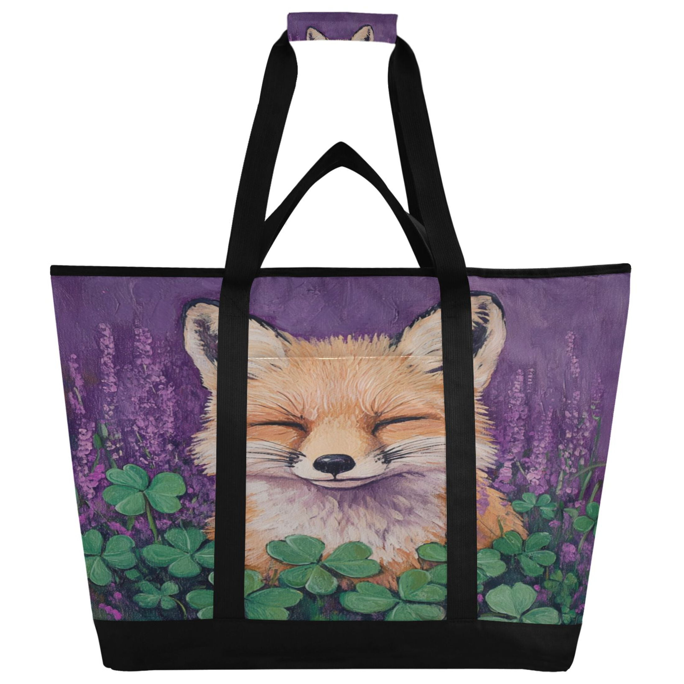 Large Hand-held Ice Pack Picnic Bag Insulation and Refrigeration Suitable for Shopping Picnics and Camping Cute Sleeping Fox