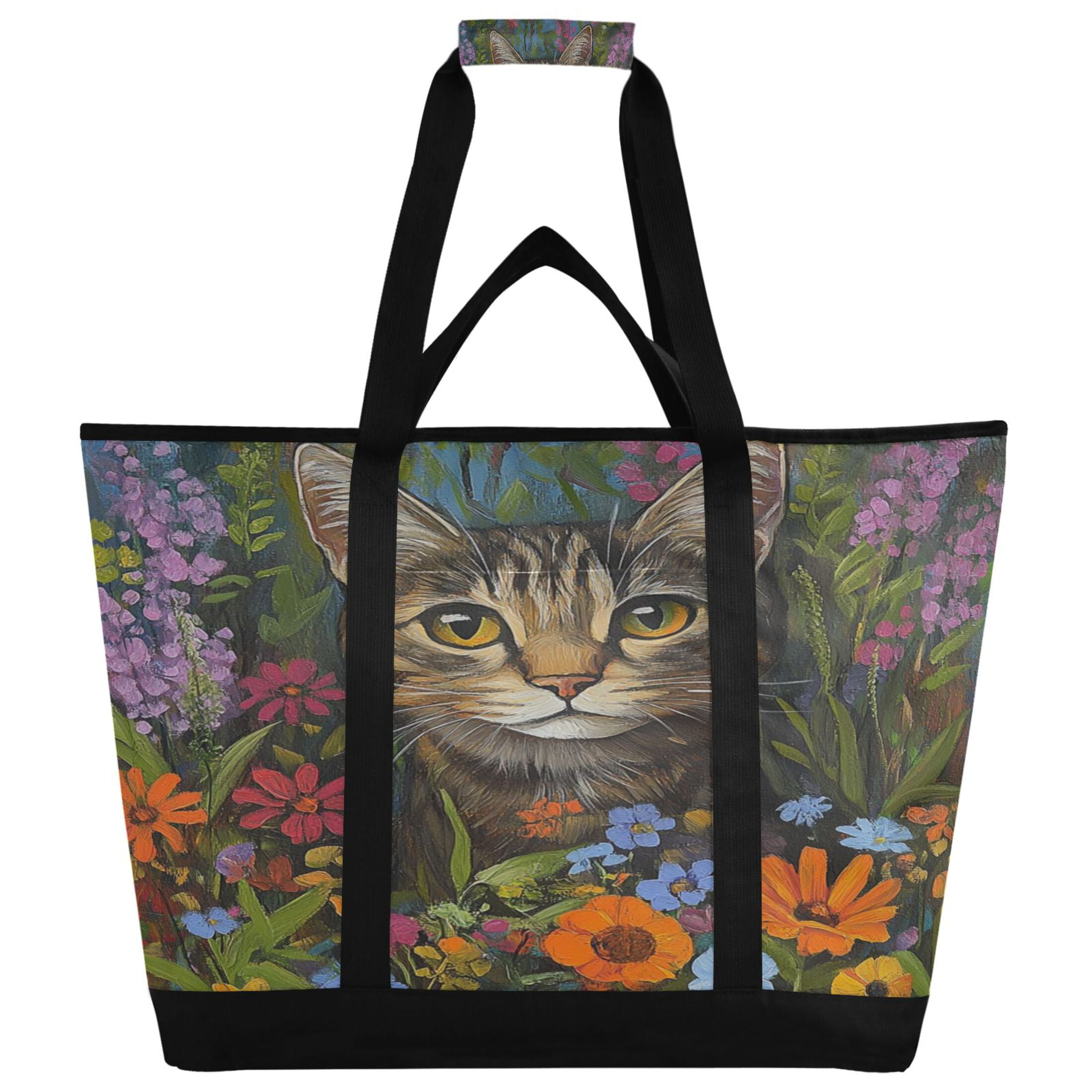 Large Hand-held Ice Pack Picnic Bag Insulation and Refrigeration Suitable for Shopping Picnics and Camping Garden Cute Cat
