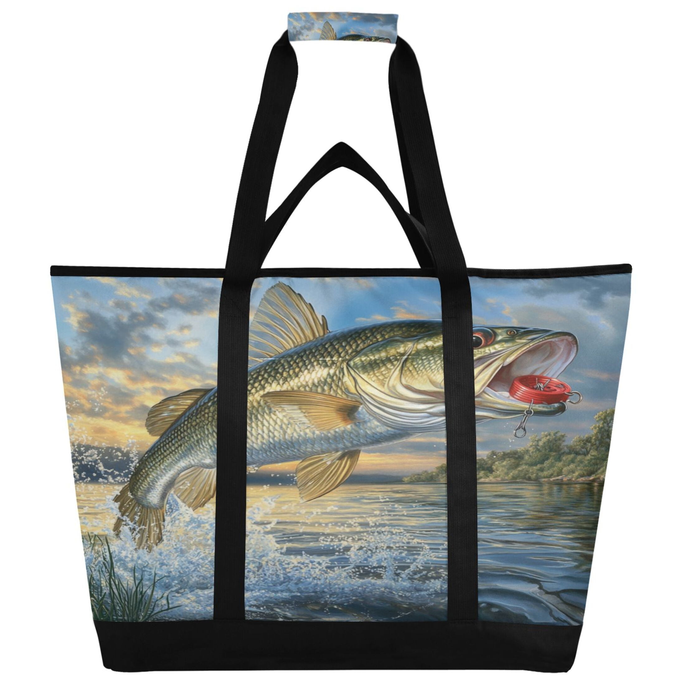 Large Hand-held Ice Pack Picnic Bag Insulation and Refrigeration Suitable for Shopping Picnics and Camping Gold Fish Pattern