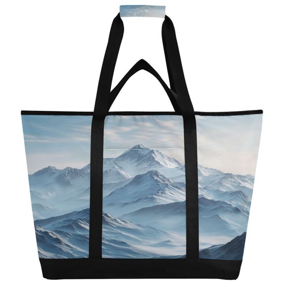 Large Hand-held Ice Pack Picnic Bag Insulation and Refrigeration Suitable for Shopping Picnics and Camping Gray Snow Mountain