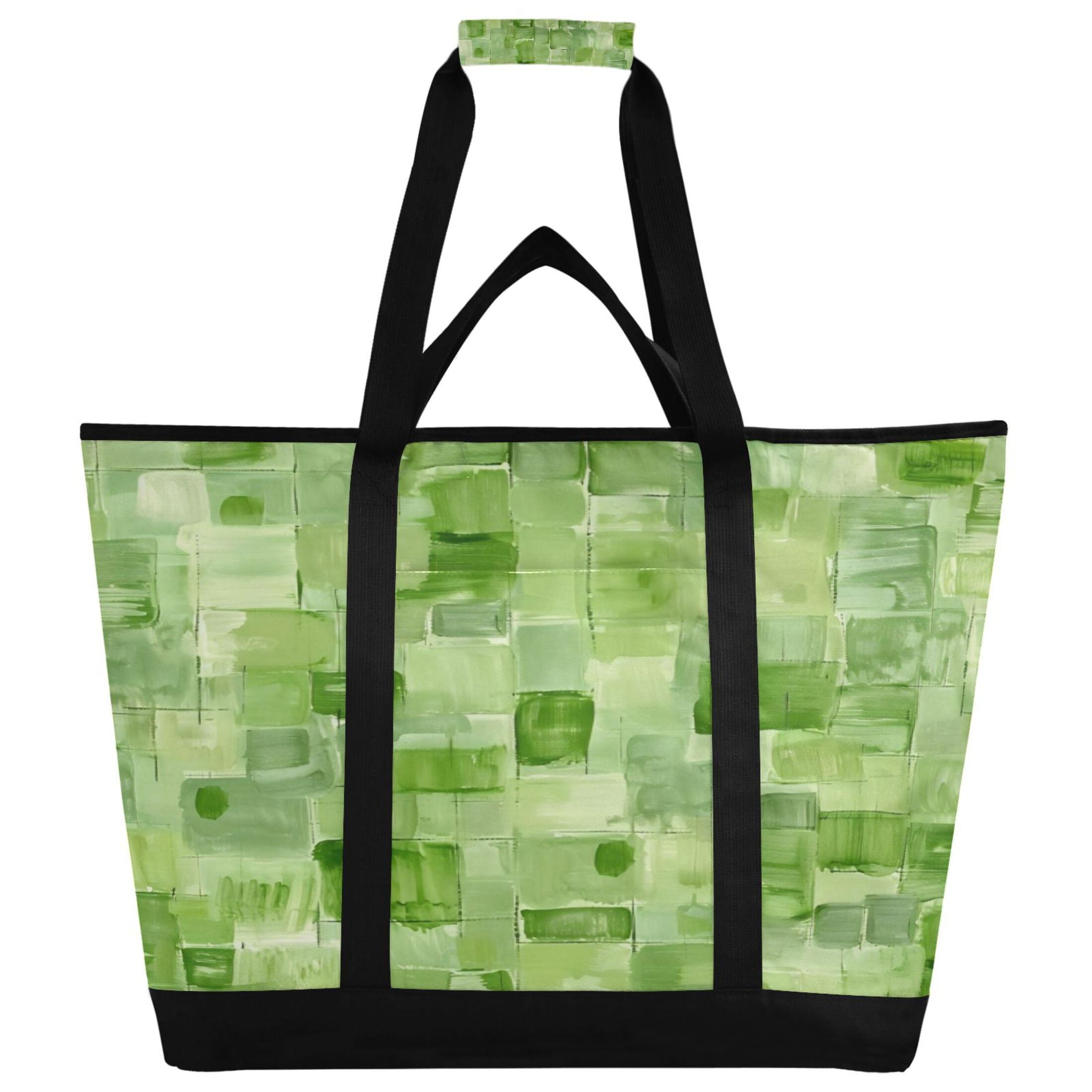 Large Hand-held Ice Pack Picnic Bag Insulation and Refrigeration Suitable for Shopping Picnics and Camping Green Square