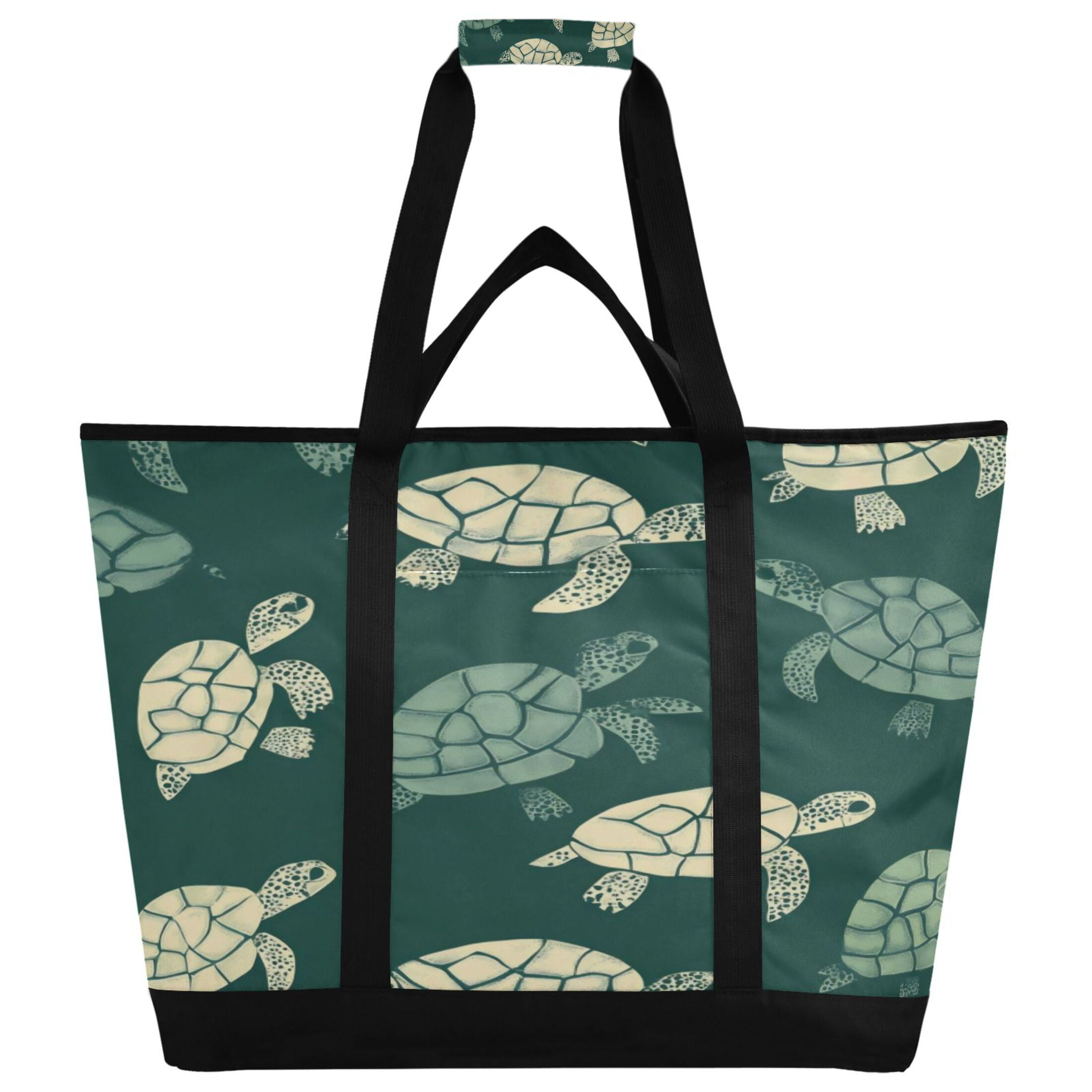 Large Hand-held Ice Pack Picnic Bag Insulation and Refrigeration Suitable for Shopping Picnics and Camping Green Turtle