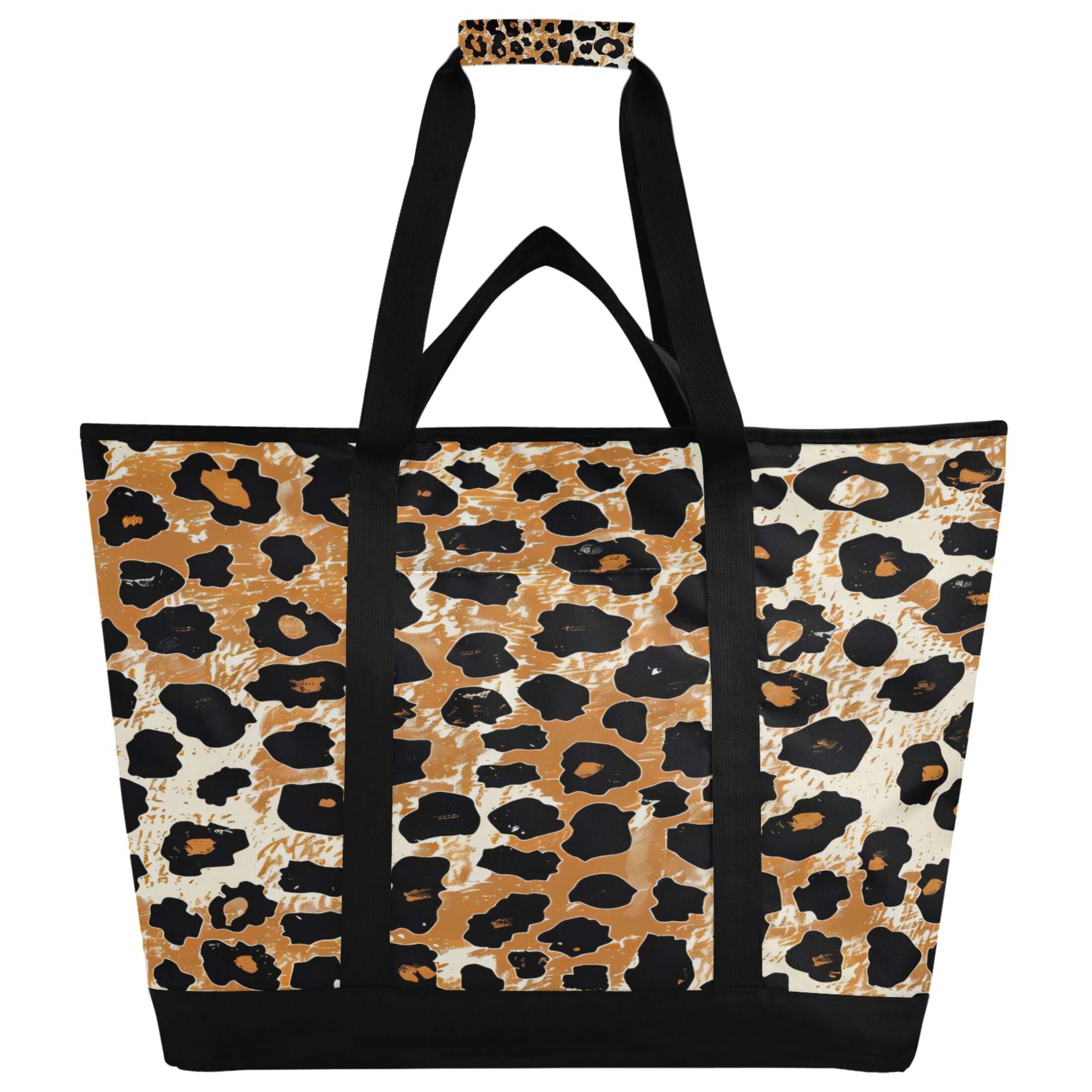 Large Hand-held Ice Pack Picnic Bag Insulation and Refrigeration Suitable for Shopping Picnics and Camping Leopard Print