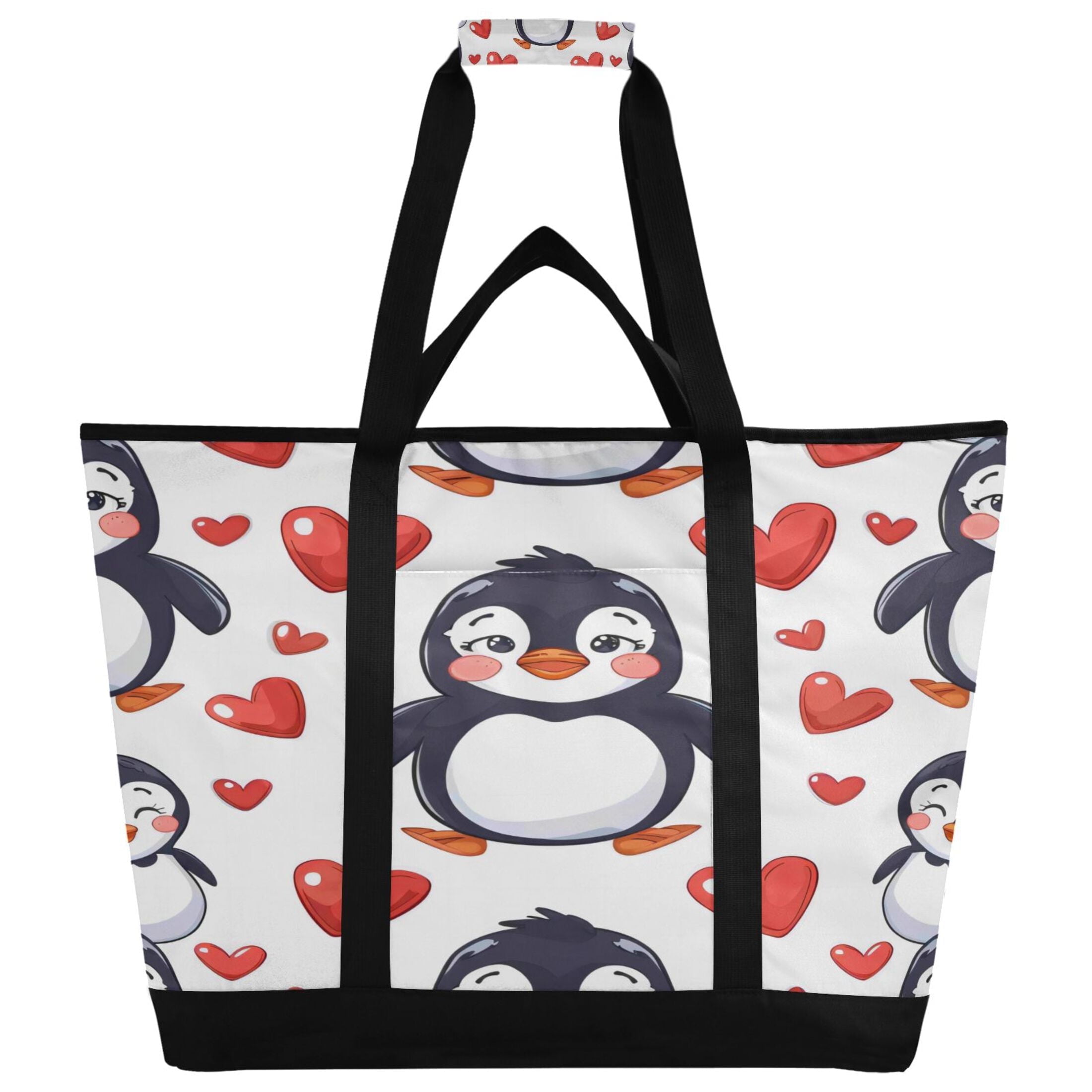Large Hand-held Ice Pack Picnic Bag Insulation and Refrigeration Suitable for Shopping Picnics and Camping Love Penguin