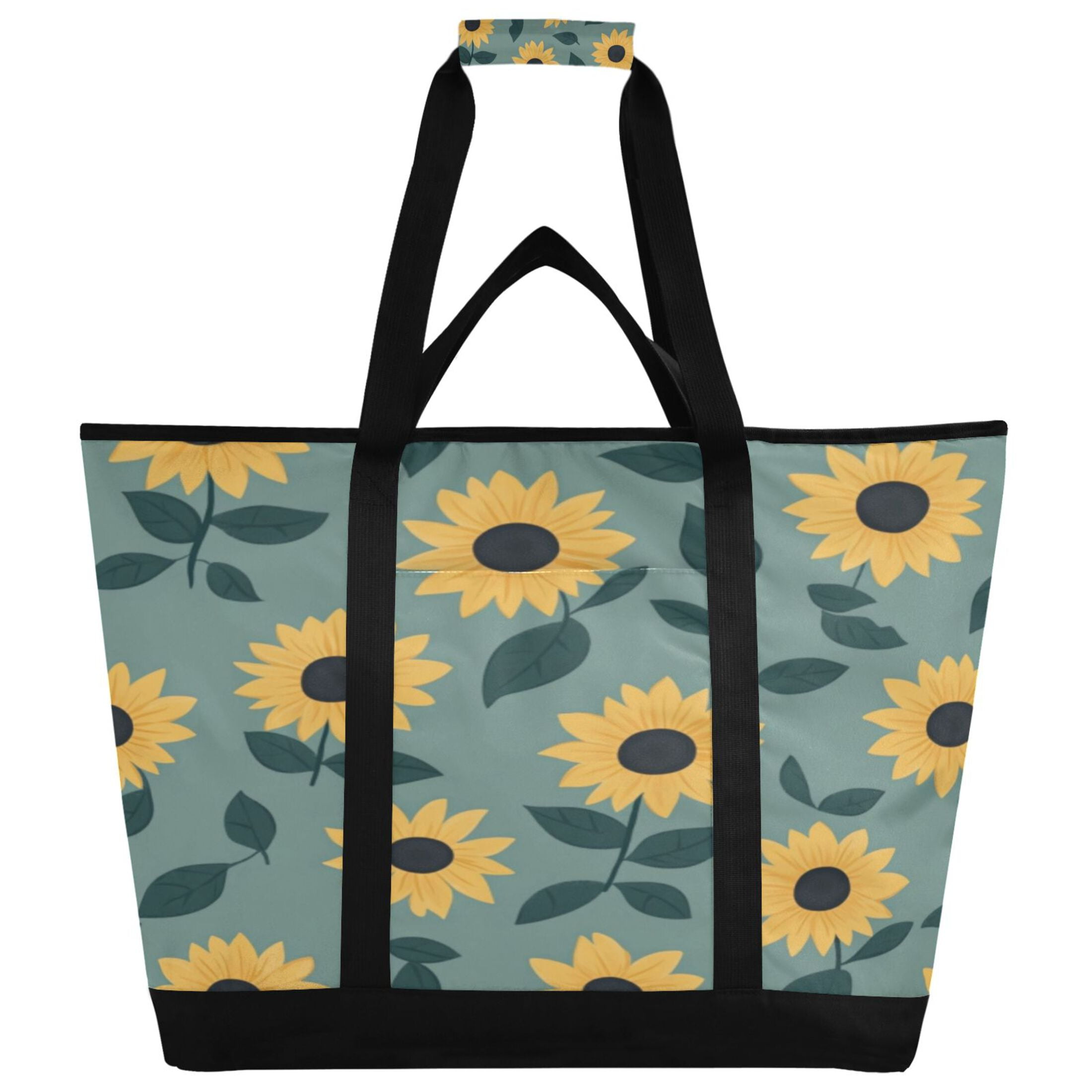 Large Hand-held Ice Pack Picnic Bag Insulation and Refrigeration Suitable for Shopping Picnics and Camping Lovely Sunflower