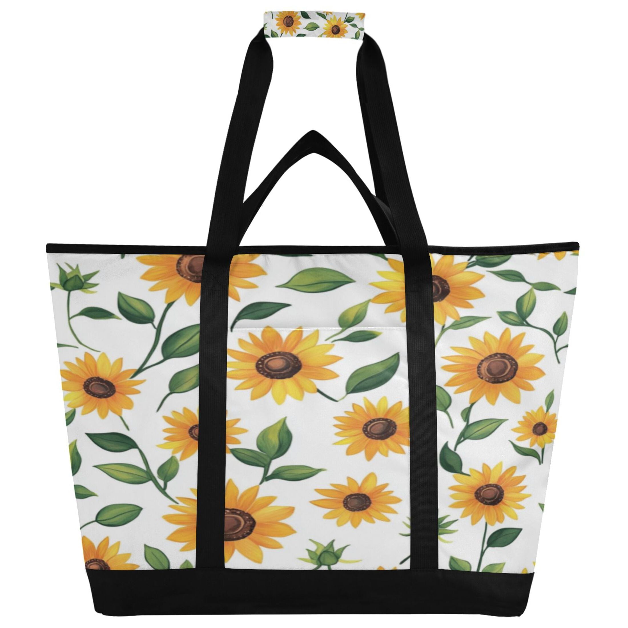 Large Hand-held Ice Pack Picnic Bag Insulation and Refrigeration Suitable for Shopping Picnics and Camping Lovely Sunflower