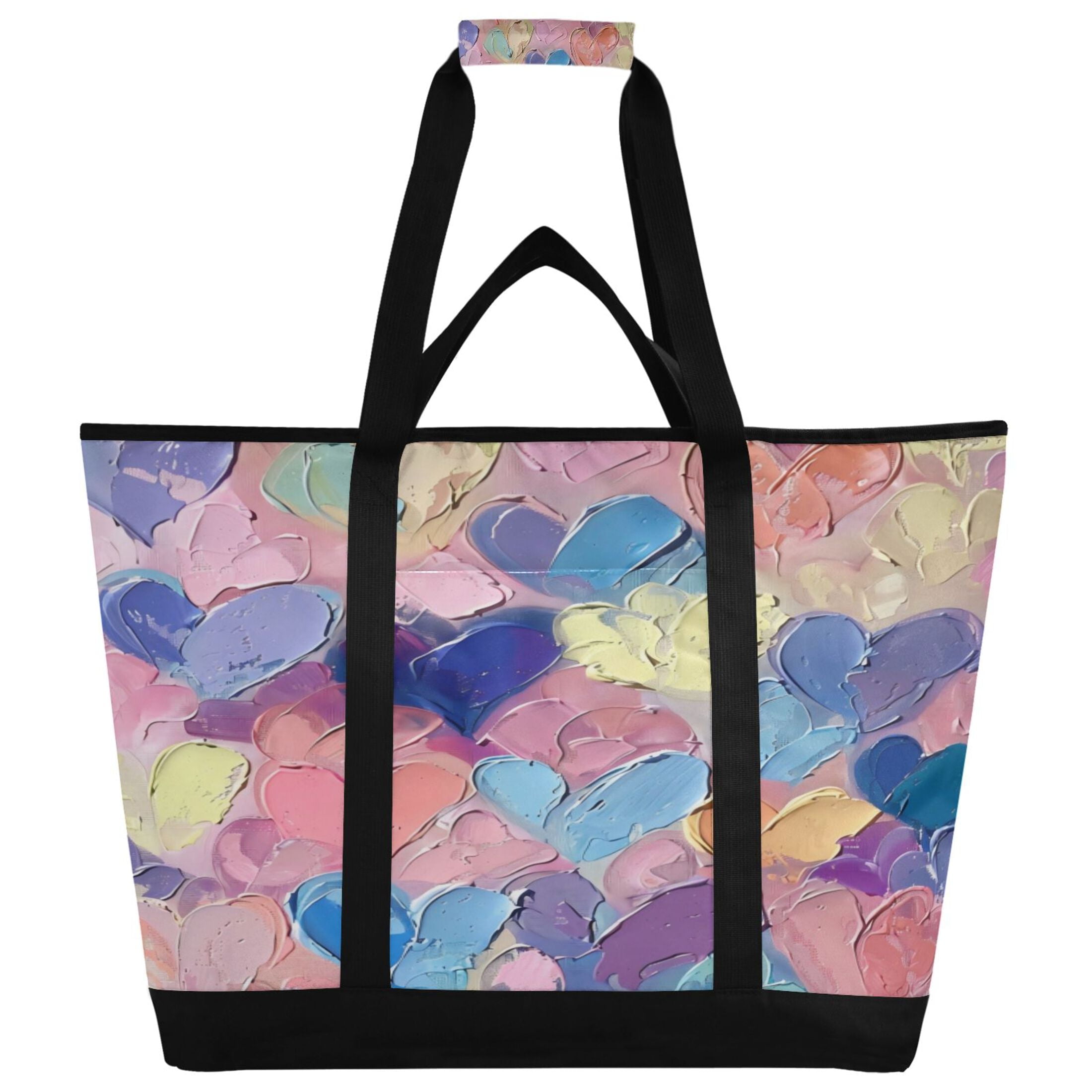 Large Hand-held Ice Pack Picnic Bag Insulation and Refrigeration Suitable for Shopping Picnics and Camping Pink Heart