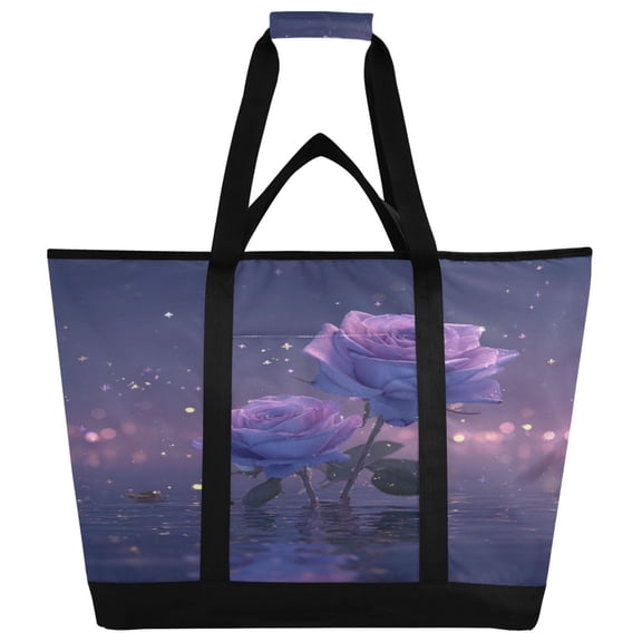 Large Hand-held Ice Pack Picnic Bag Insulation and Refrigeration Suitable for Shopping Picnics and Camping Purple Rose