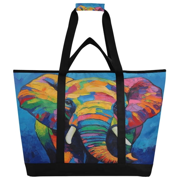 Large Hand-held Ice Pack Picnic Bag Insulation and Refrigeration Suitable for Shopping Picnics and Camping Rainbow Cute Elephant