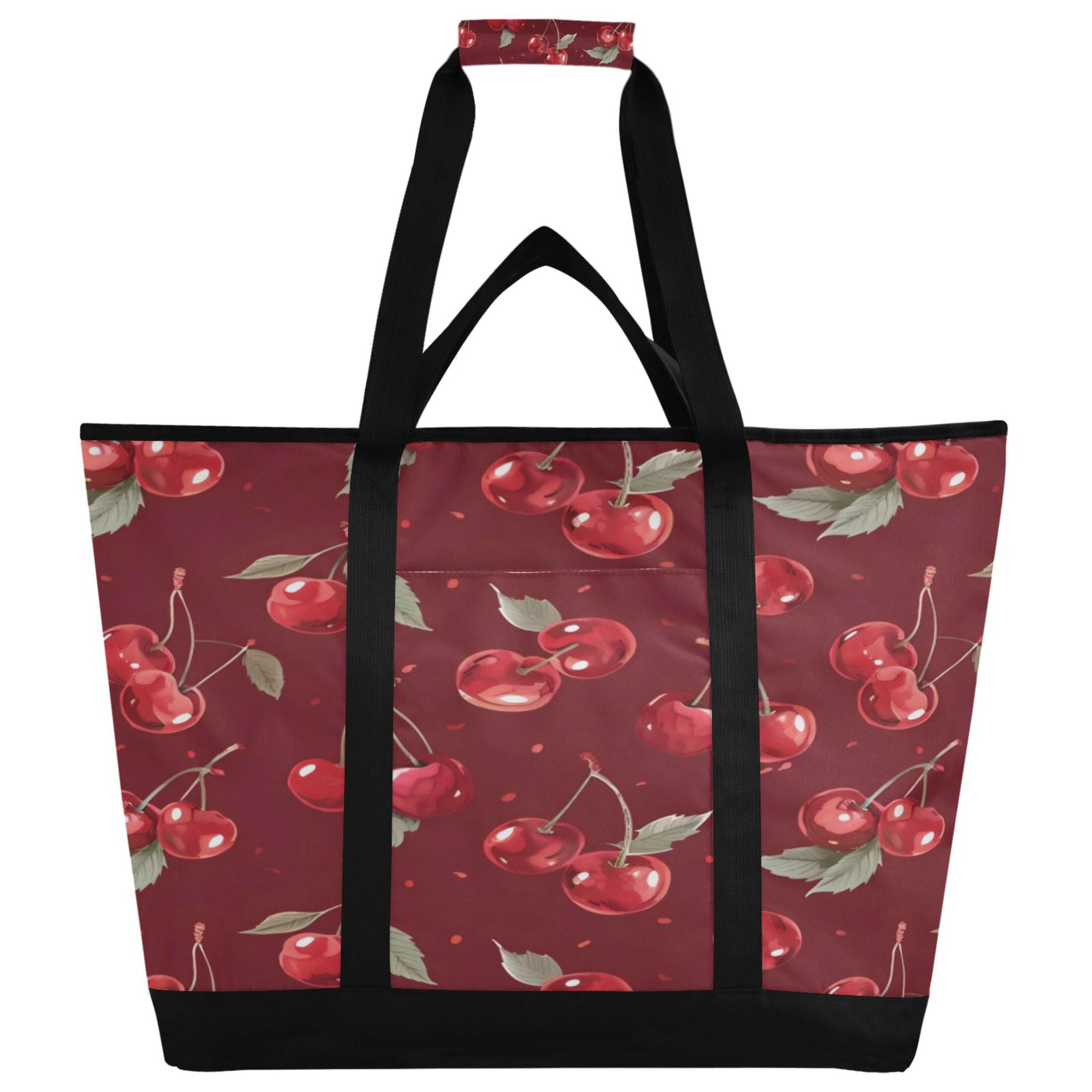 Large Hand-held Ice Pack Picnic Bag Insulation and Refrigeration Suitable for Shopping Picnics and Camping Red Cherry
