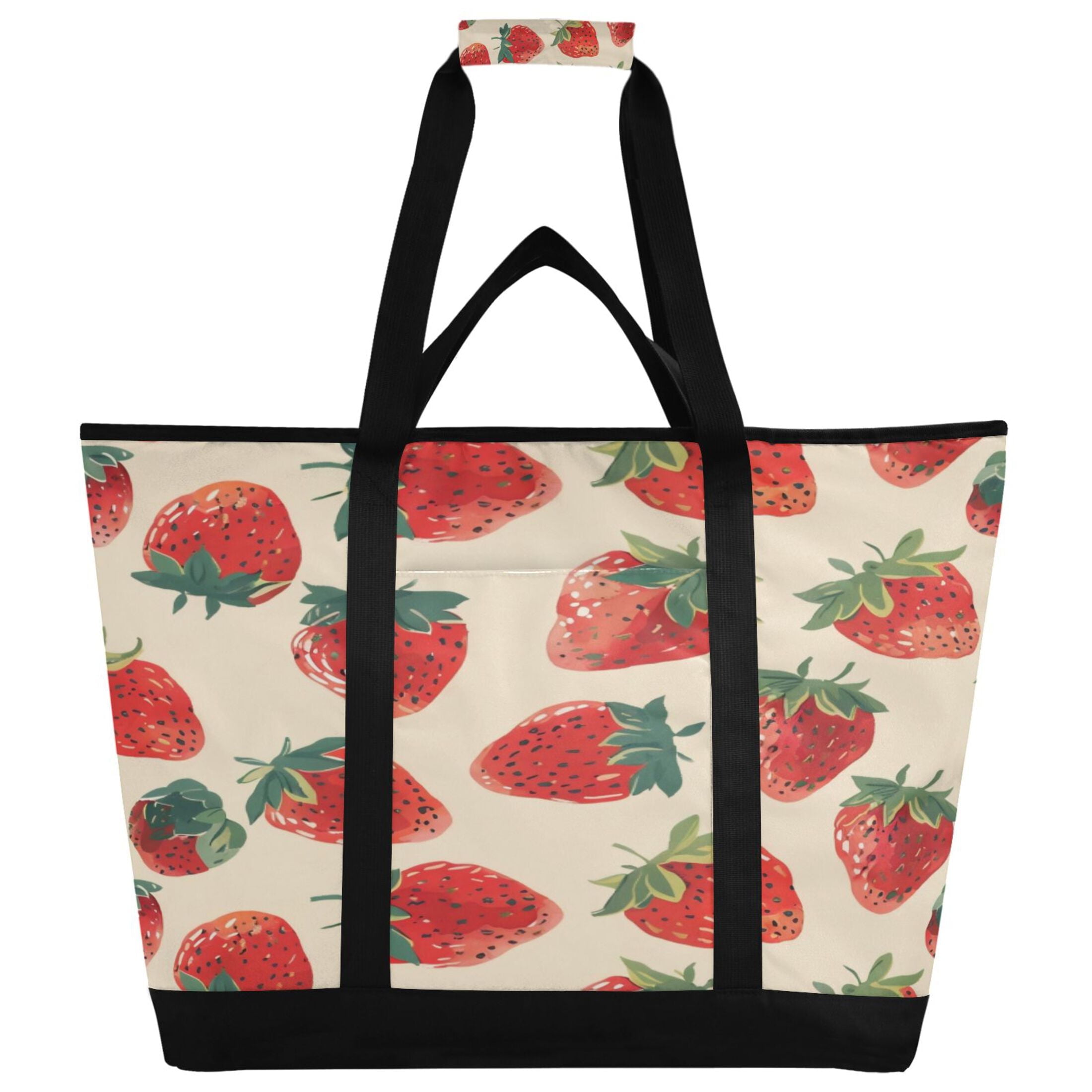 Large Hand-held Ice Pack Picnic Bag Insulation and Refrigeration Suitable for Shopping Picnics and Camping Red Strawberry