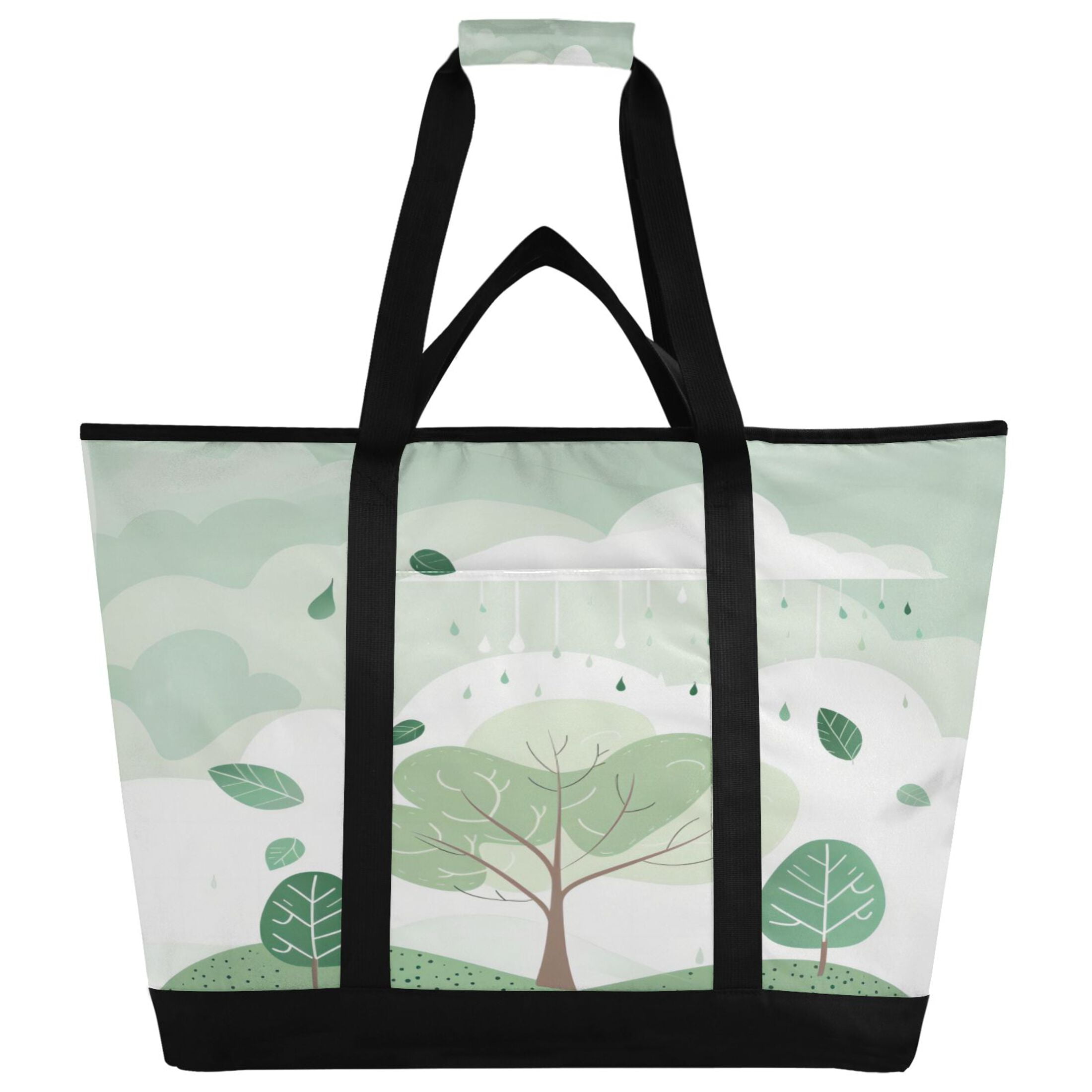 Large Hand-held Ice Pack Picnic Bag Insulation and Refrigeration Suitable for Shopping Picnics and Camping Small Green Tree