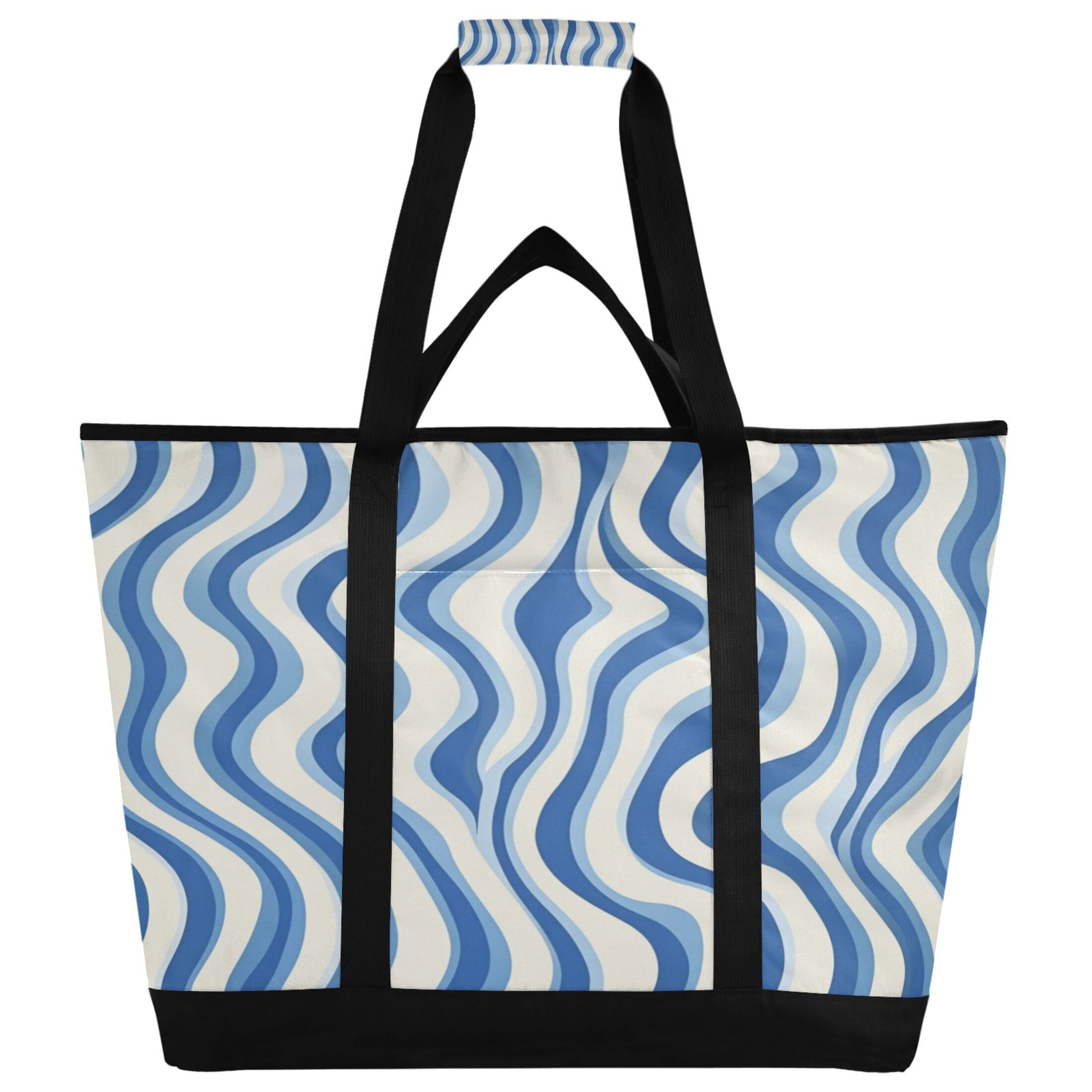 Large Hand-held Ice Pack Picnic Bag Insulation and Refrigeration Suitable for Shopping Picnics and Camping Super Cute Blue Pattern