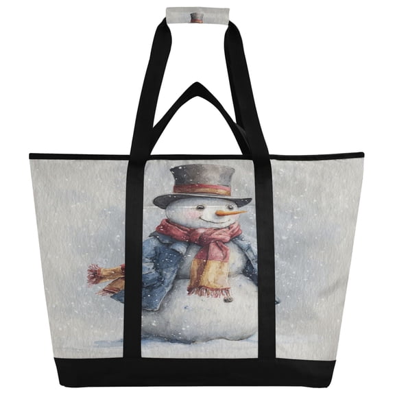 Large Hand-held Ice Pack Picnic Bag Insulation and Refrigeration Suitable for Shopping Picnics and Camping Watercolor Snowman