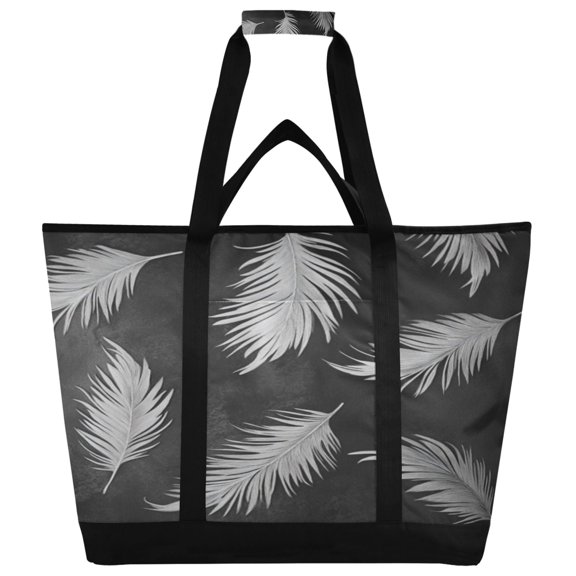 Large Hand-held Ice Pack Picnic Bag Insulation and Refrigeration Suitable for Shopping Picnics and Camping White Feather