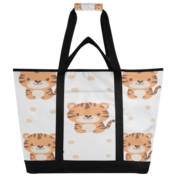 Large Hand-held Ice Pack Picnic Bag Insulation and Refrigeration Suitable for Shopping Picnics and Camping Yellow Cartoon Tiger Cute