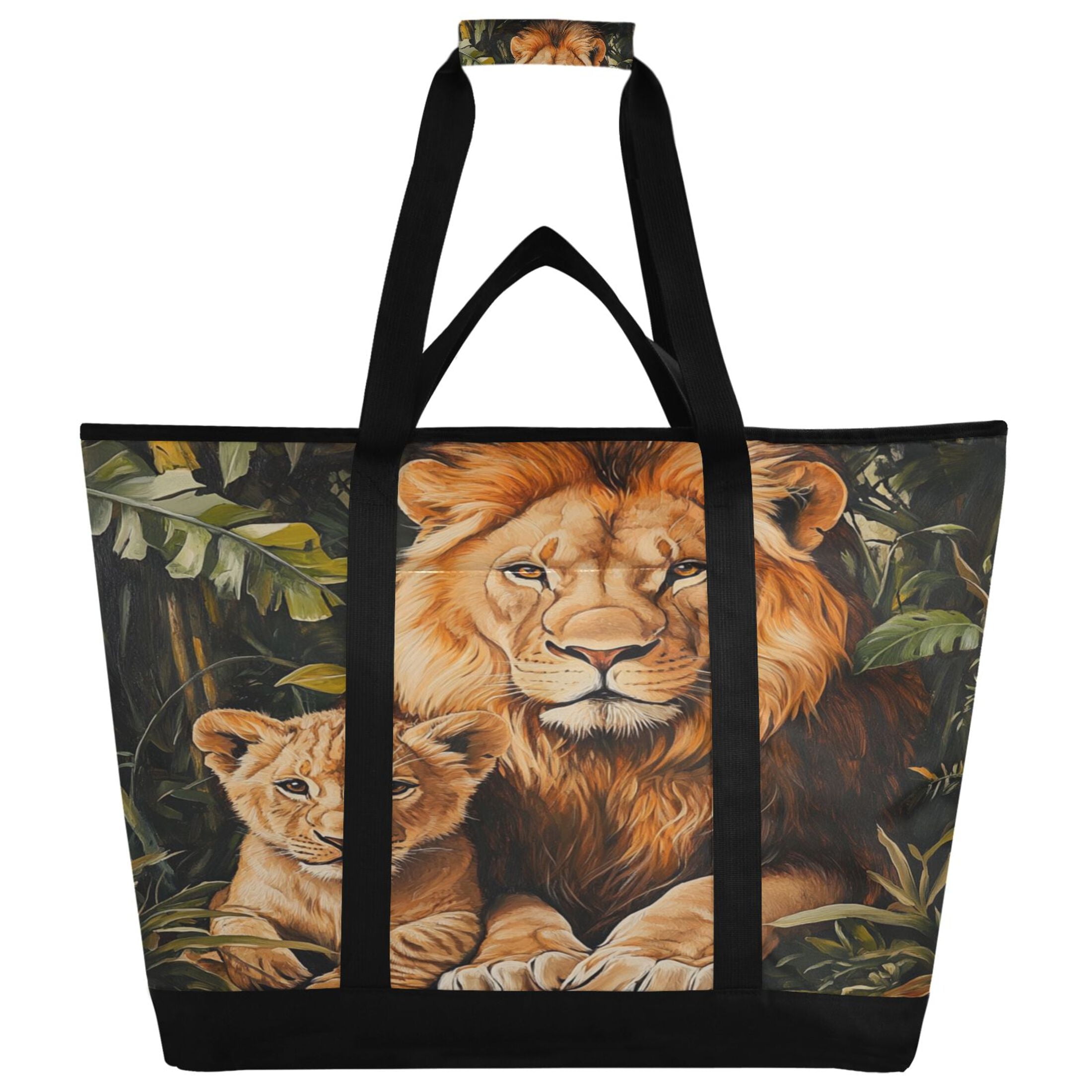 Large Hand-held Ice Pack Picnic Bag Insulation and Refrigeration Suitable for Shopping Picnics and Camping Yellow Lions