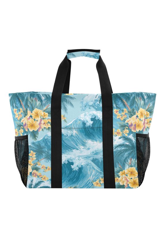 Large Handbag Waterproof Tote Laundry Bag Beach Bag Pool Bag Travel Tote Bags Kitchen Reusable Grocery Bags Artistic Waves