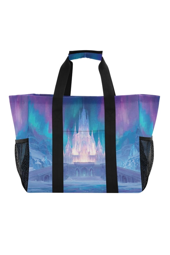 Large Handbag Waterproof Tote Laundry Bag Beach Bag Pool Bag Travel Tote Bags Kitchen Reusable Grocery Bags Frozen Palace Ice Snow