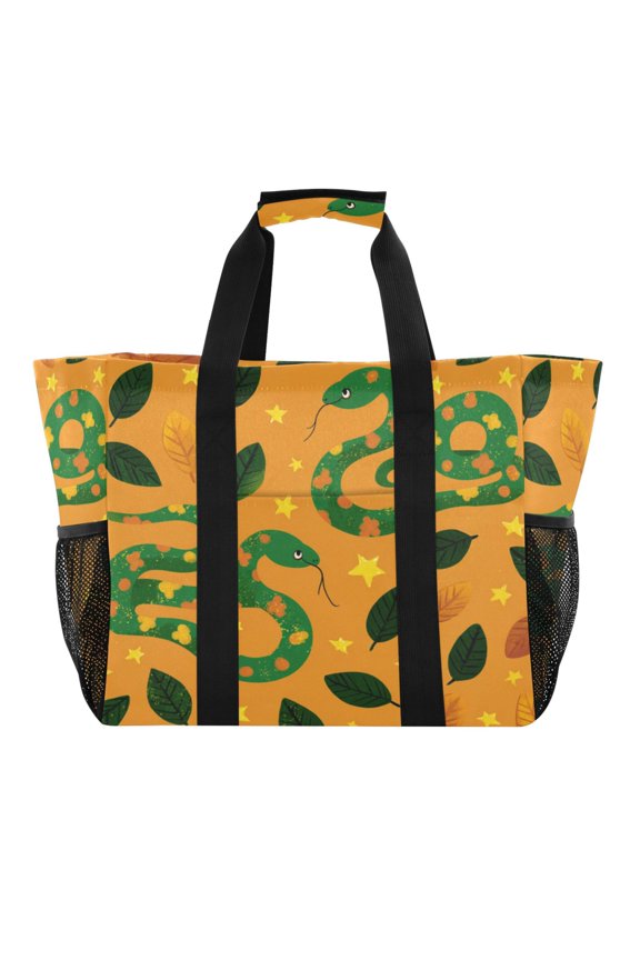 Large Handbag Waterproof Tote Laundry Bag Beach Bag Pool Bag Travel Tote Bags Kitchen Reusable Grocery Bags Green Snake