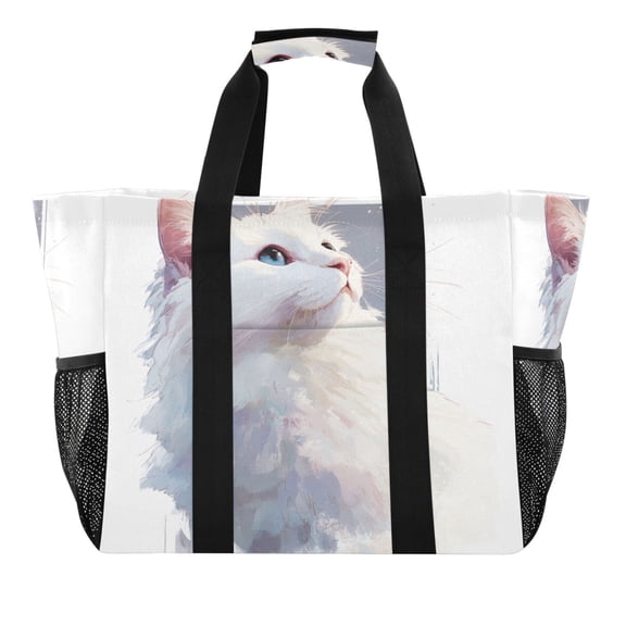 Large Handbag Waterproof Tote Laundry Bag Beach Bag Pool Bag Travel Tote Bags Kitchen Reusable Grocery Bags Ragdoll Cat